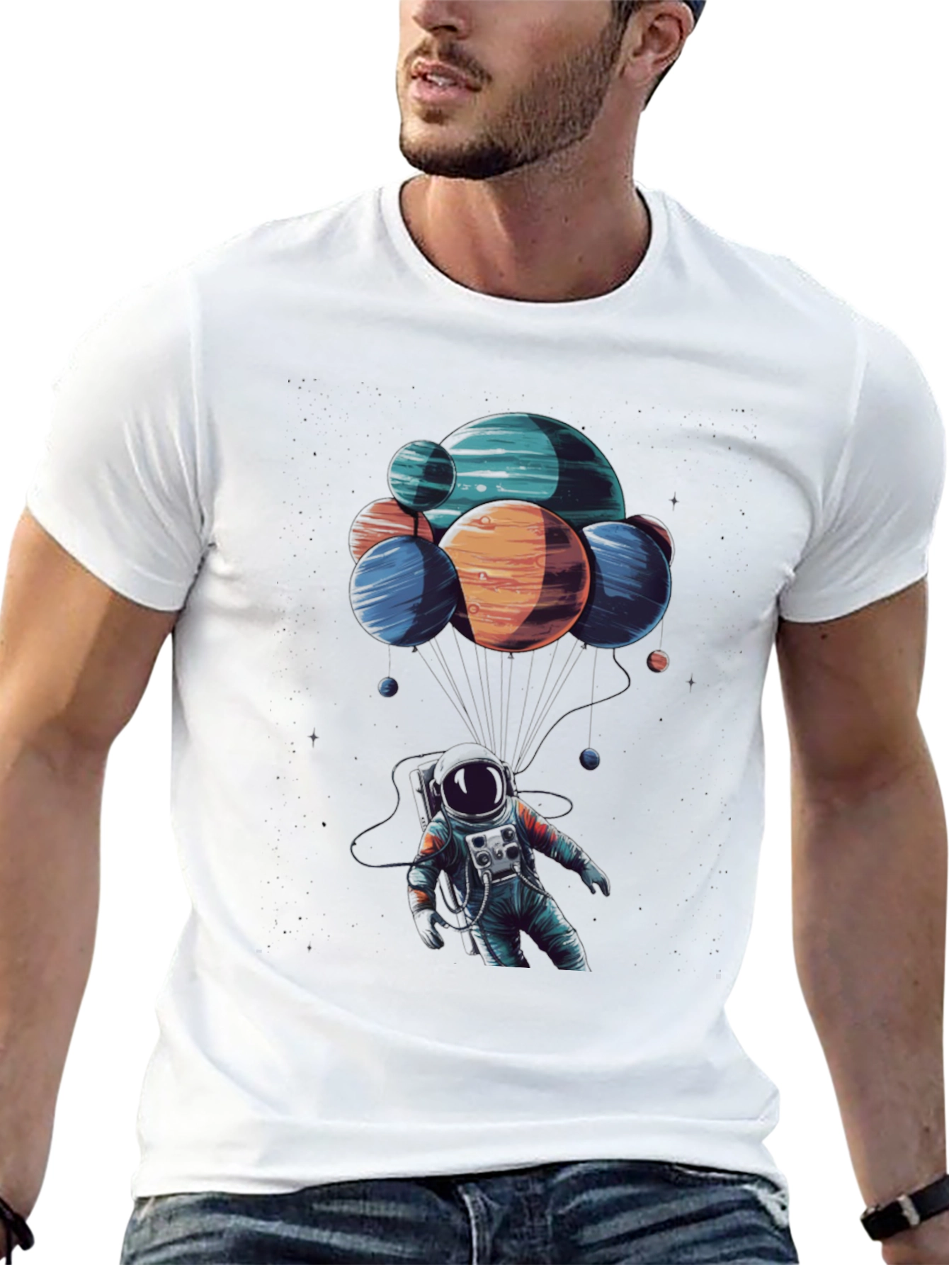 Astronaut Planets Graphic Tee - Black
