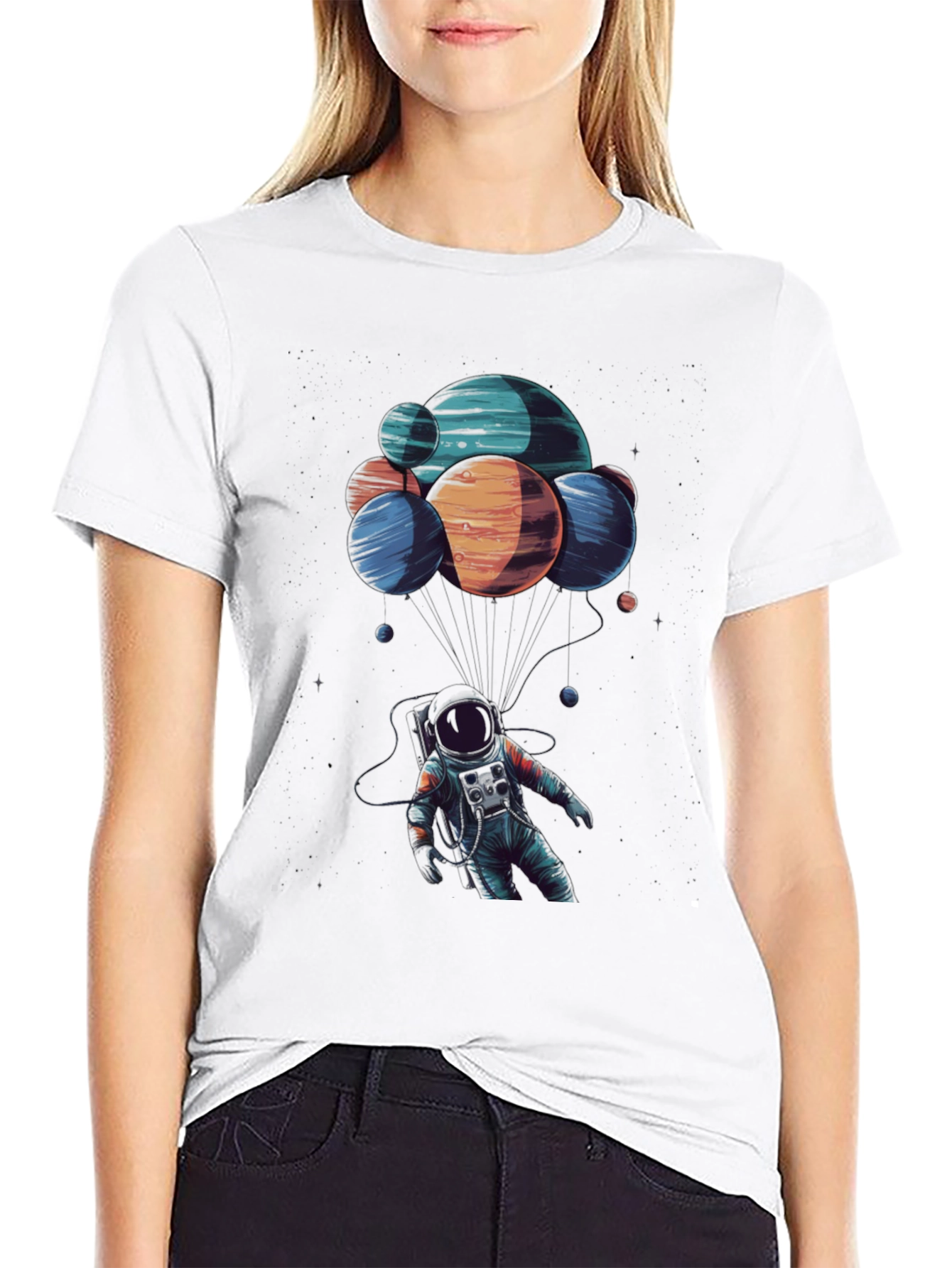 Astronaut Planets Graphic Tee - Black