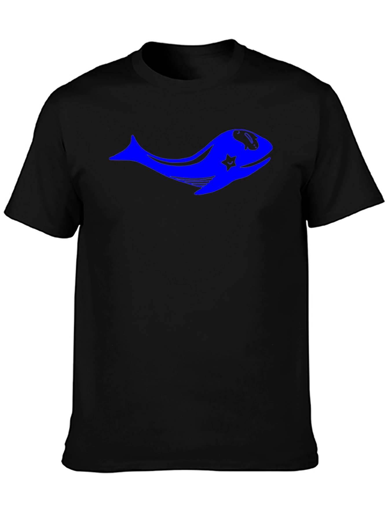 Blue Whale Star Graphic Black T-Shirt