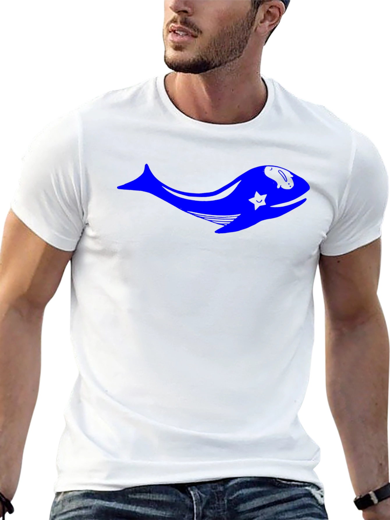 Blue Whale Star Graphic Black T-Shirt