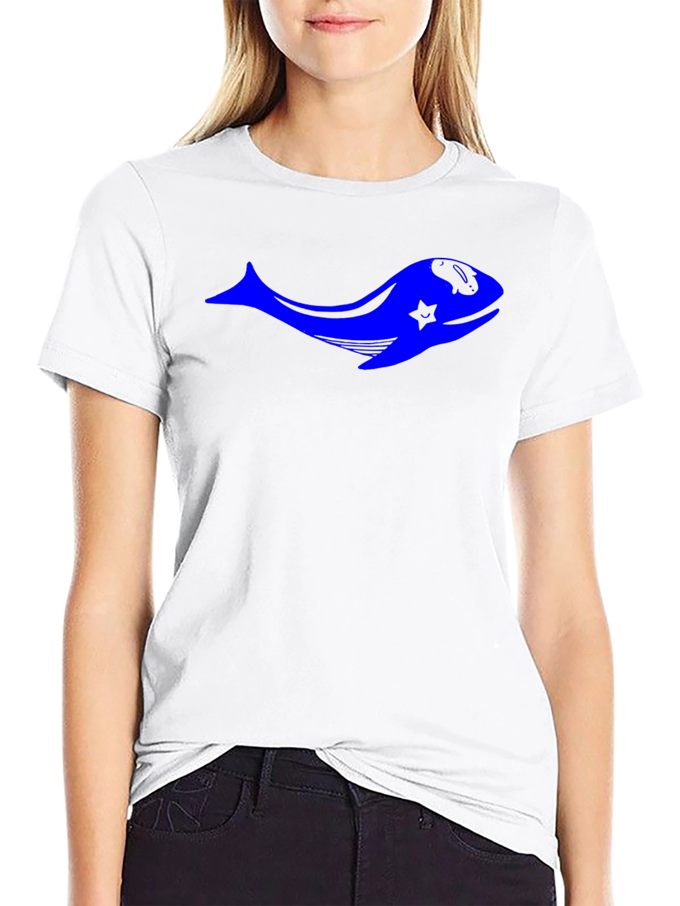 Blue Whale Star Graphic Black T-Shirt