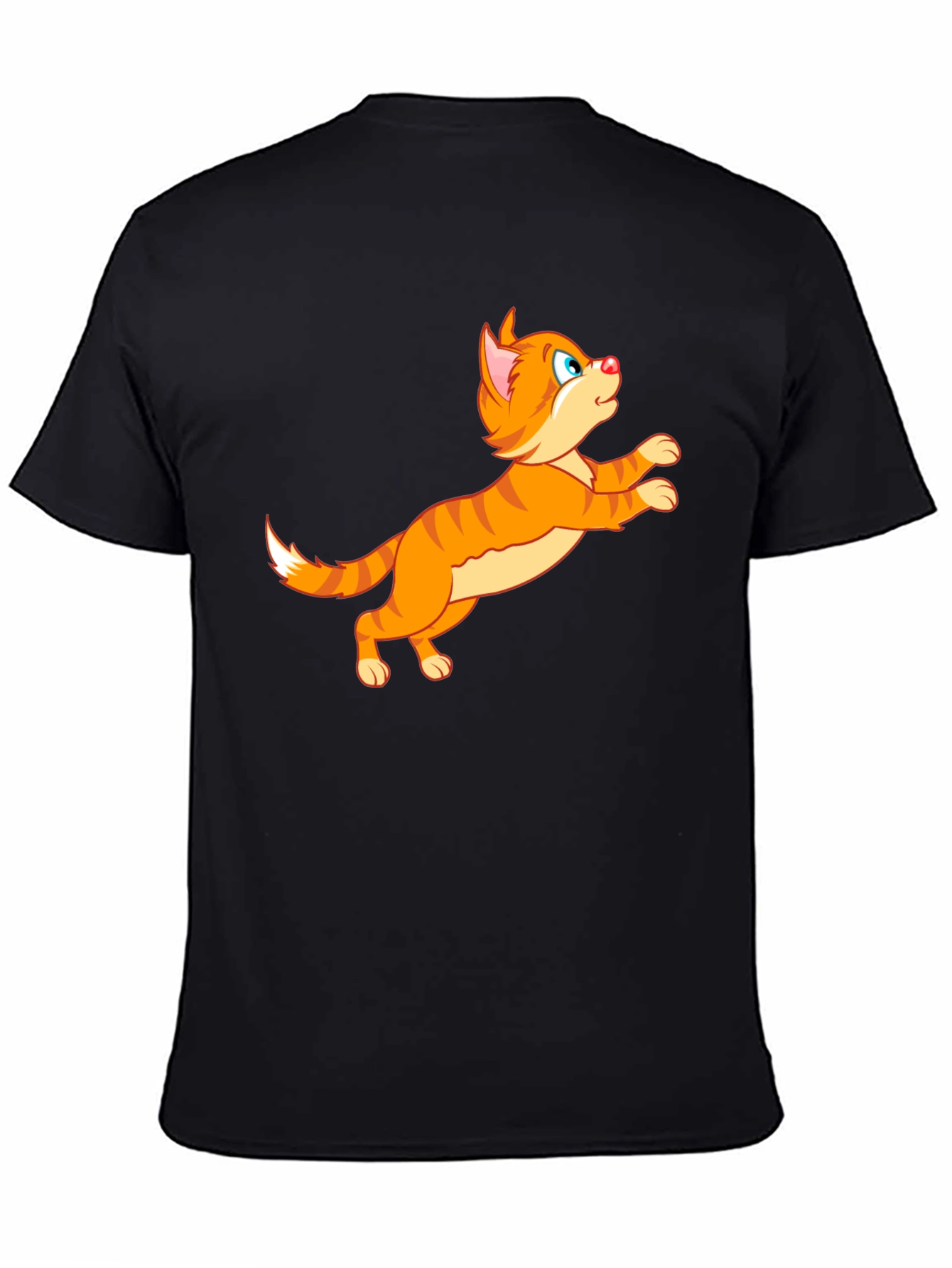 Cartoon Cat Graphic Tee - Playful Black T-Shirt
