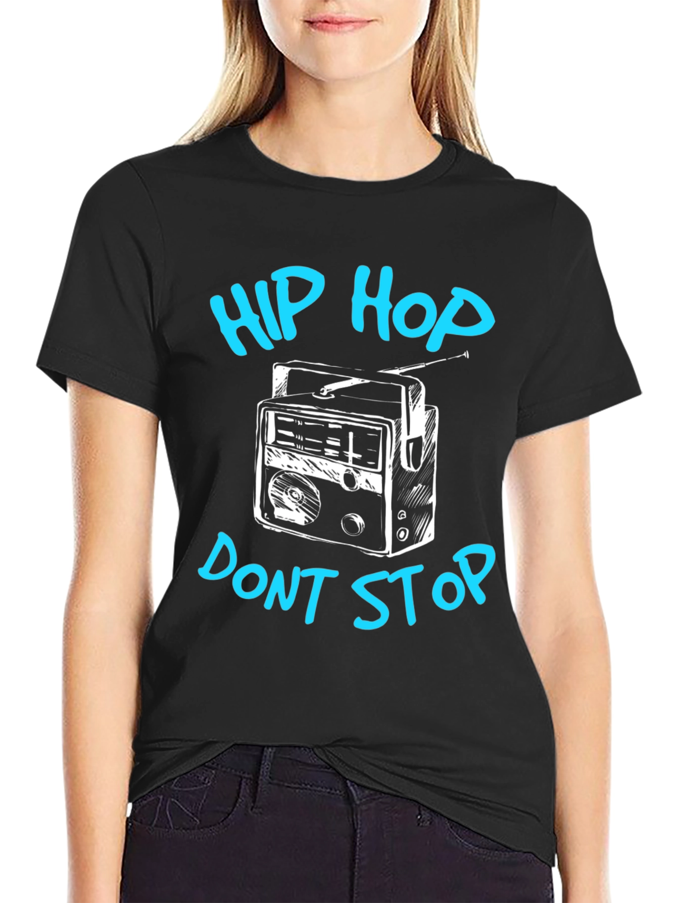 Hip Hop Dont Stop Black Graphic Tee