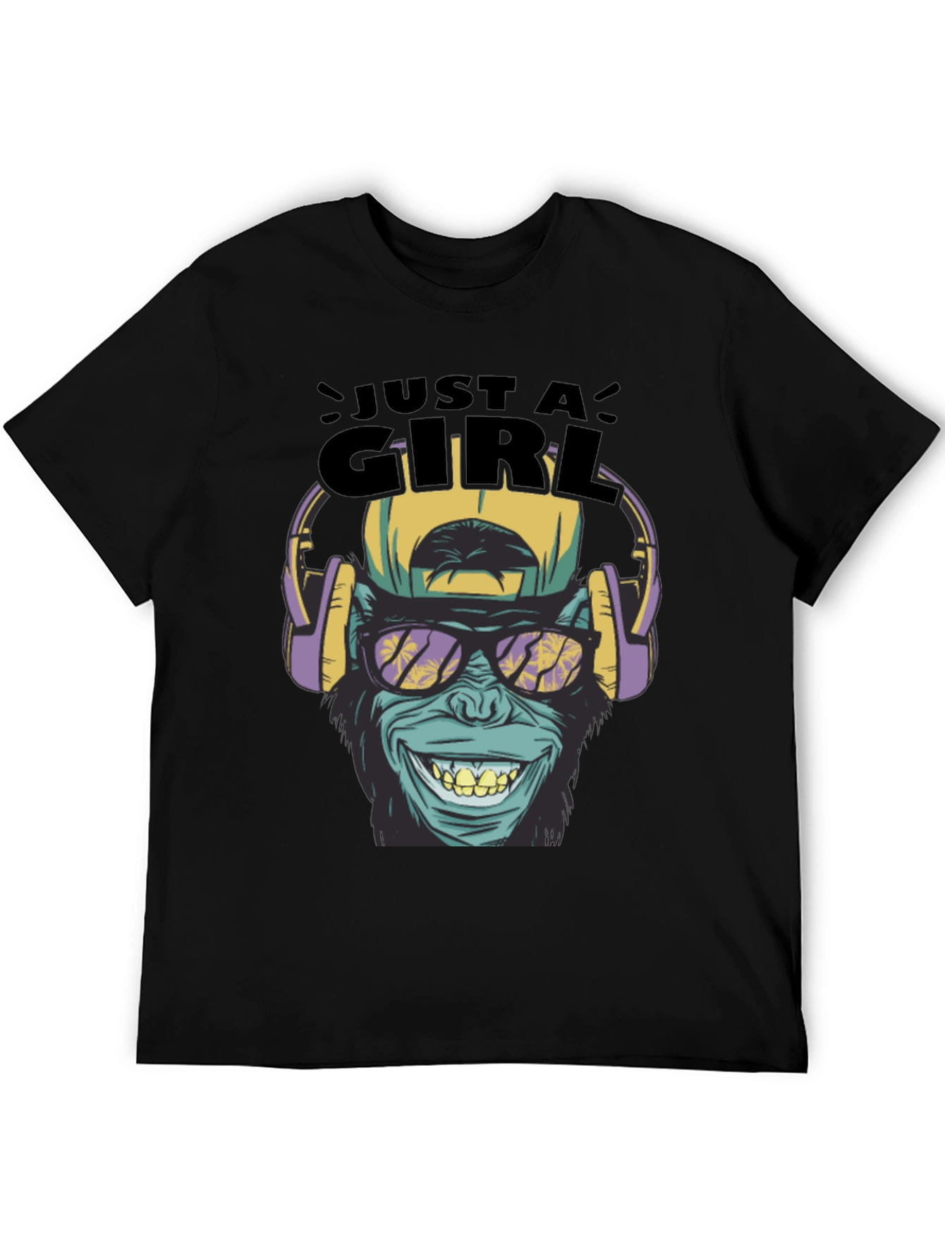 Just A Girl Monkey Graphic Tee - Black