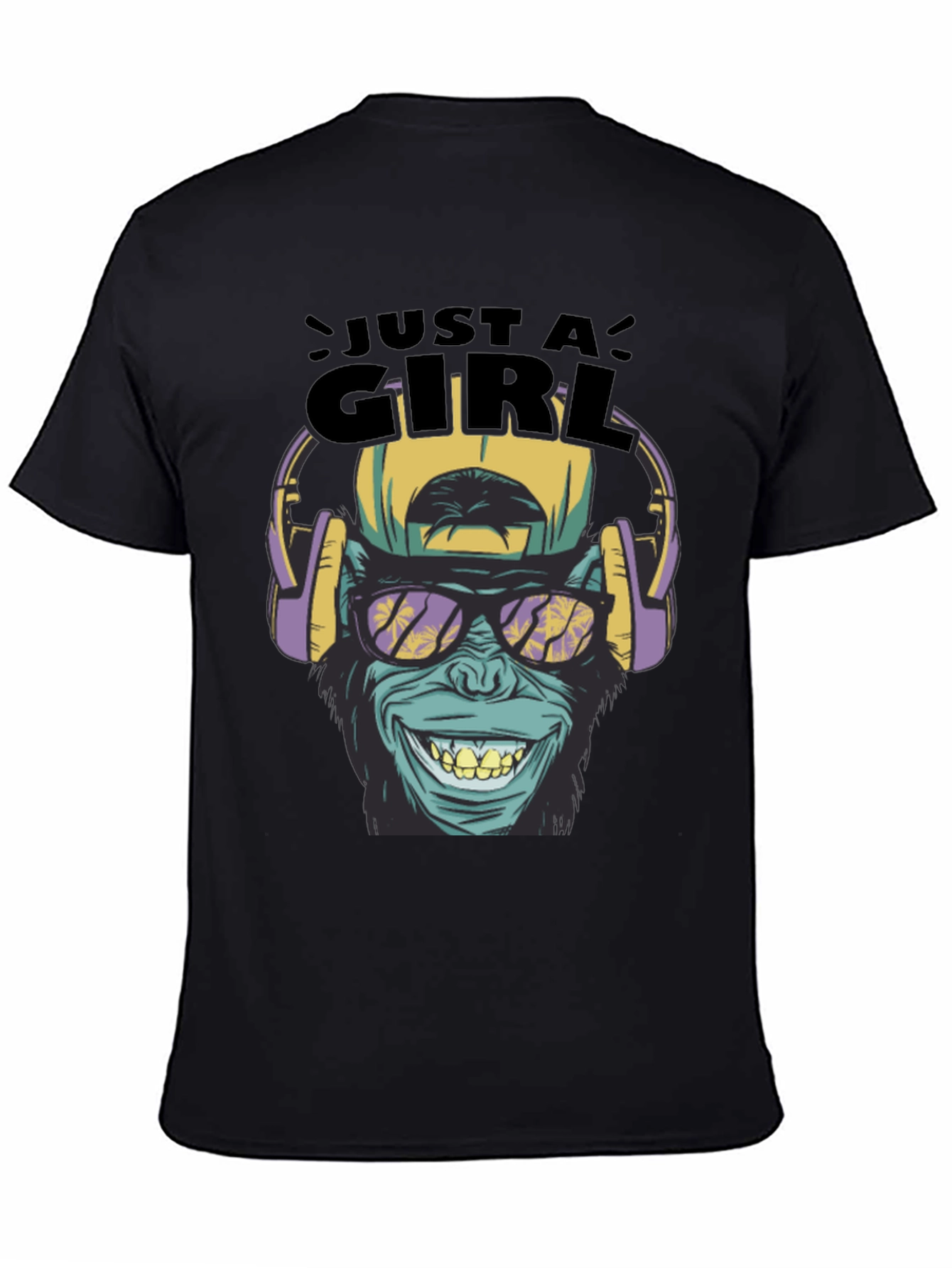 Just A Girl Monkey Graphic Tee - Black