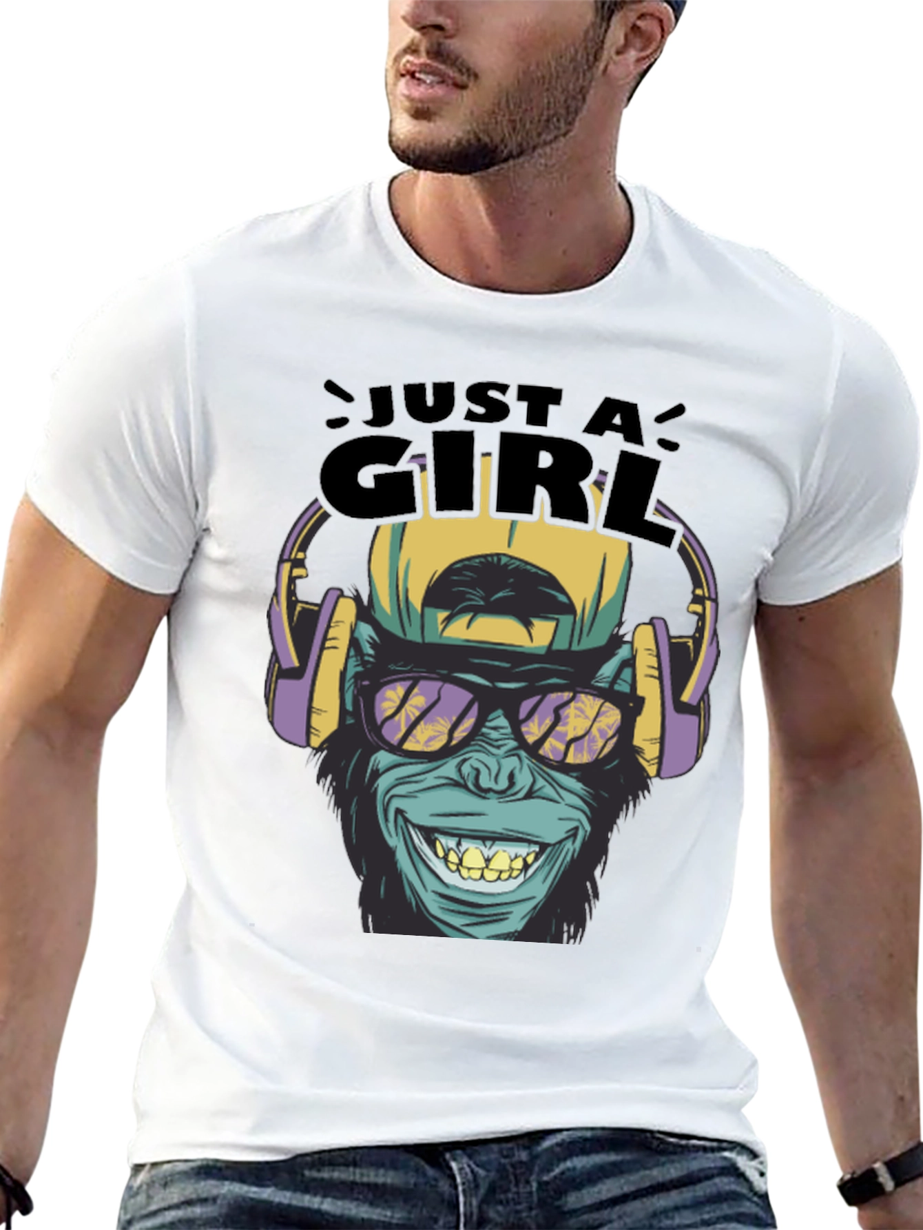 Just A Girl Monkey Graphic Tee - Black