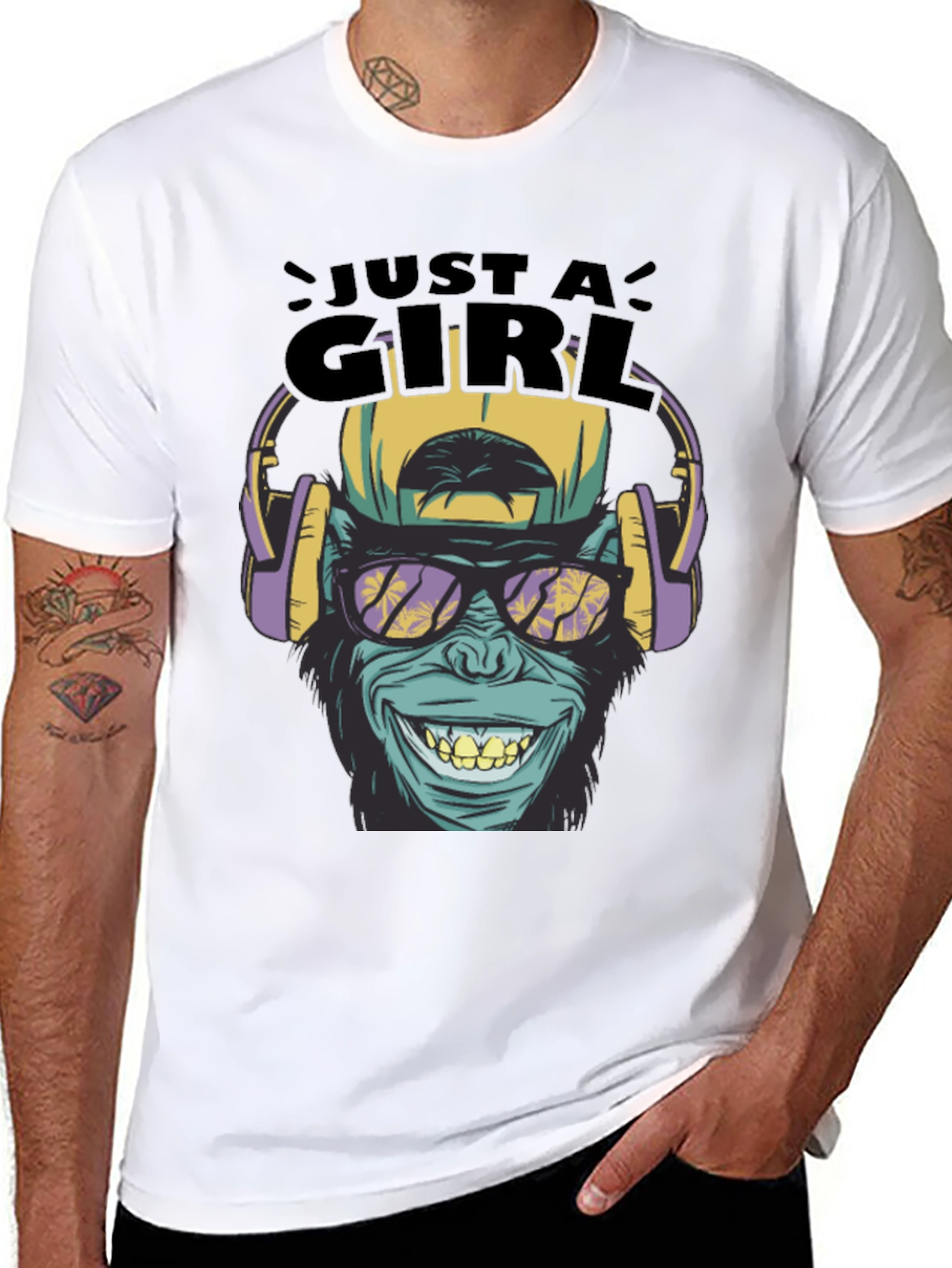 Just A Girl Monkey Graphic Tee - Black