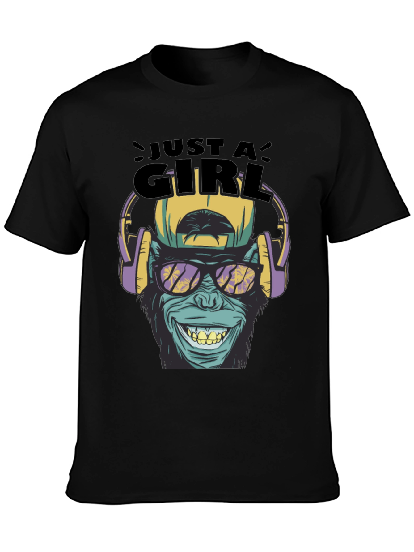 Just A Girl Monkey Graphic Tee - Black