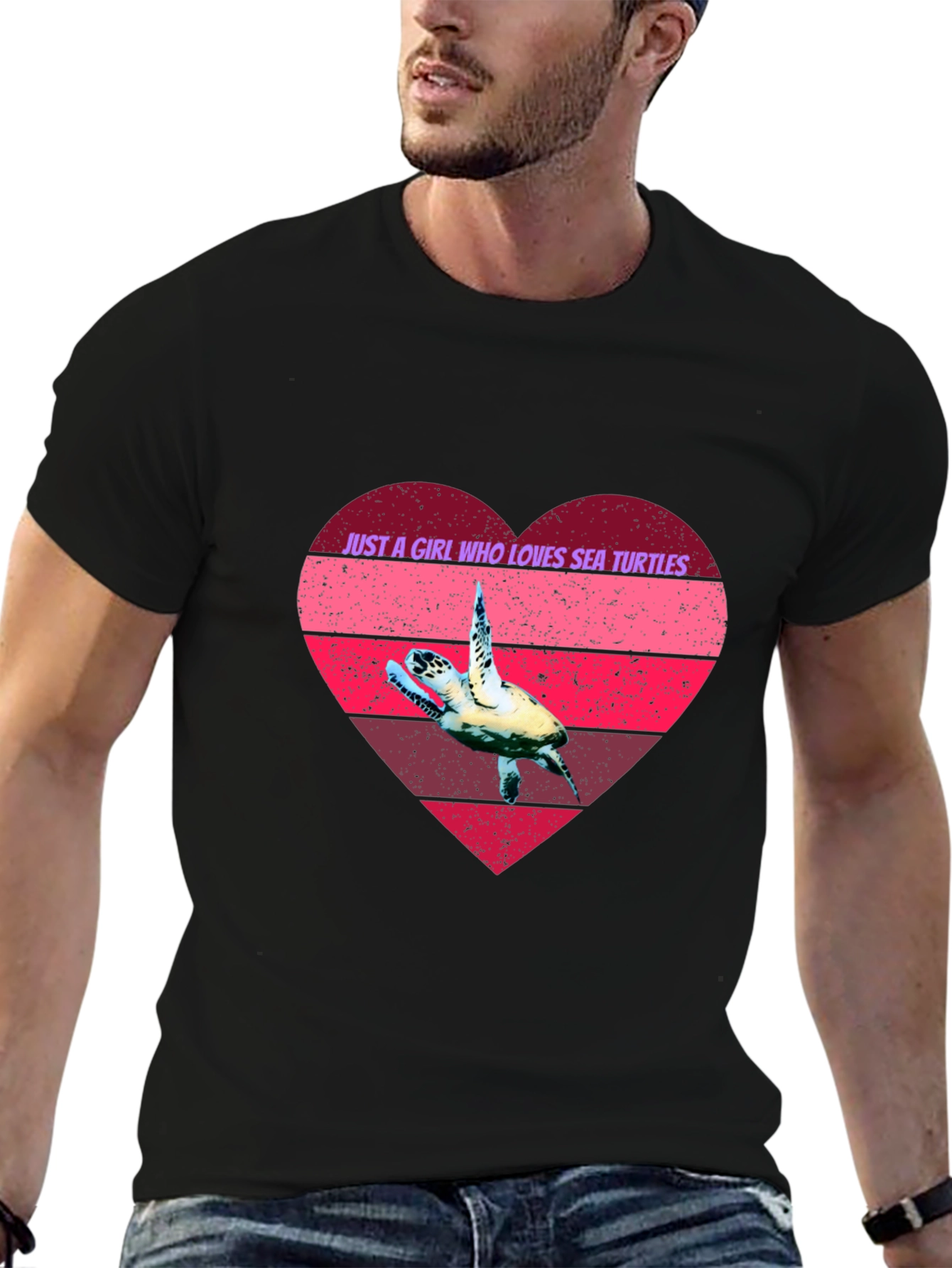 Sea Turtle Lover Heart Graphic Tee