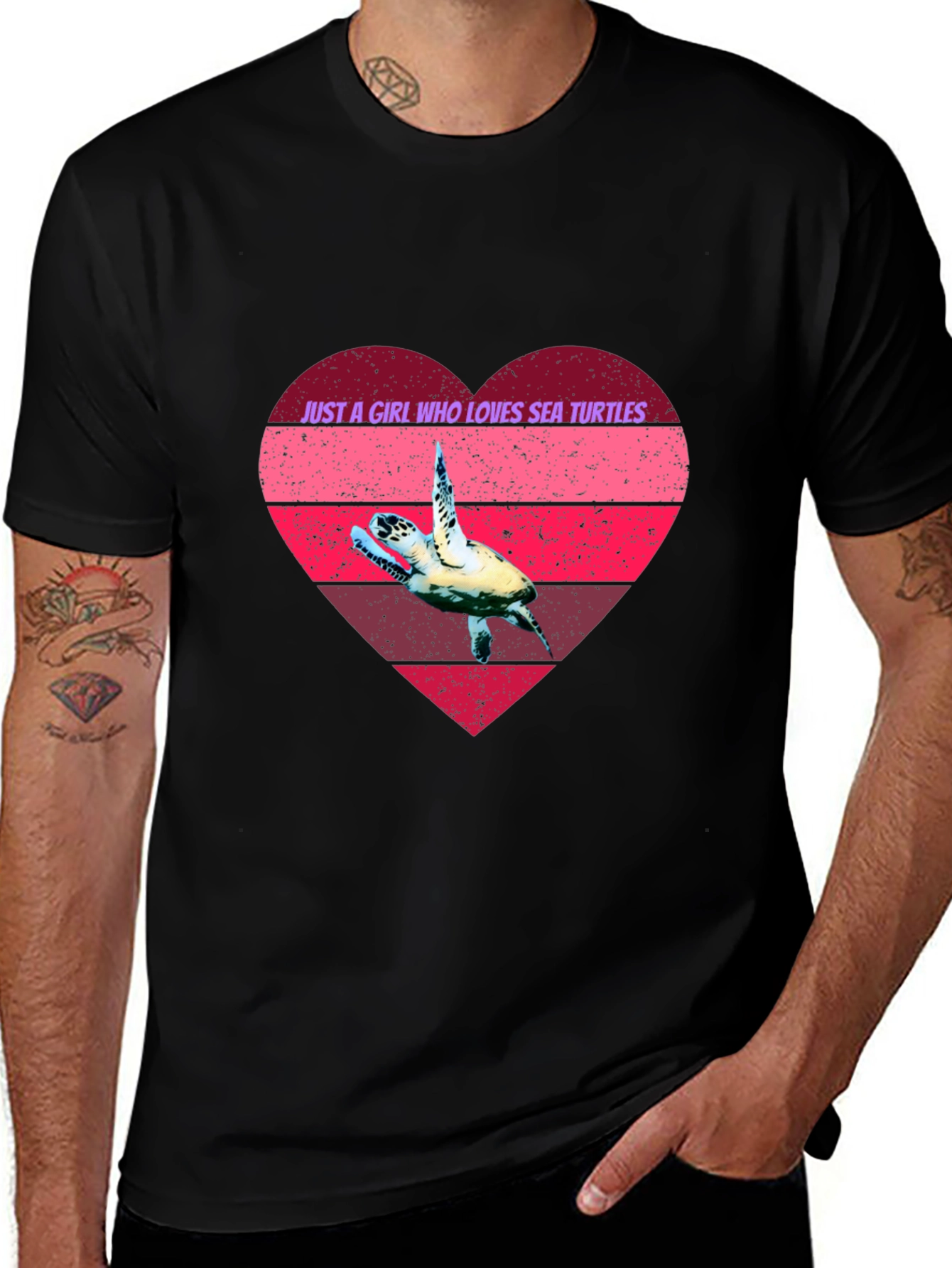Sea Turtle Lover Heart Graphic Tee
