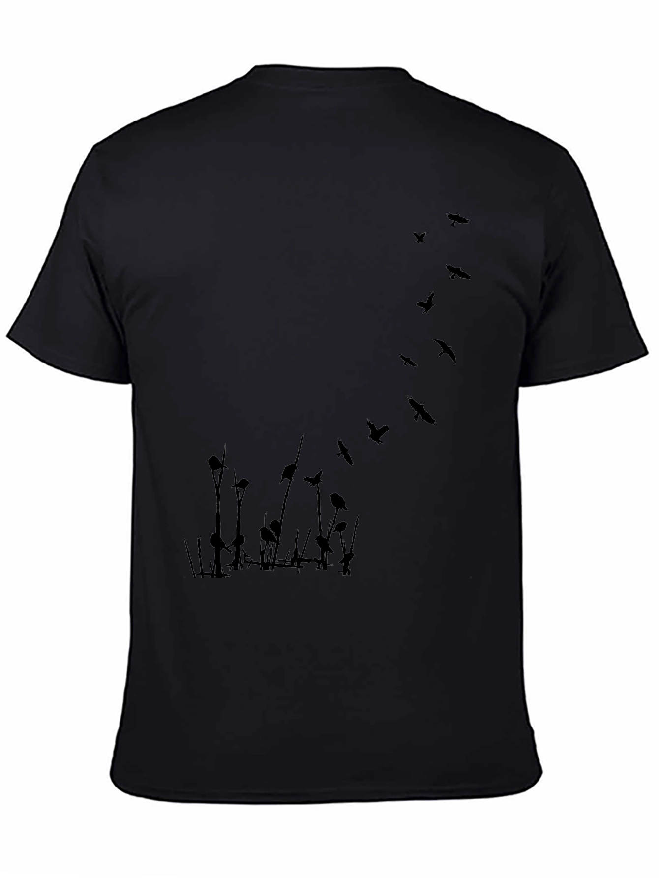 Mens Black T-Shirt with Bird Graphic