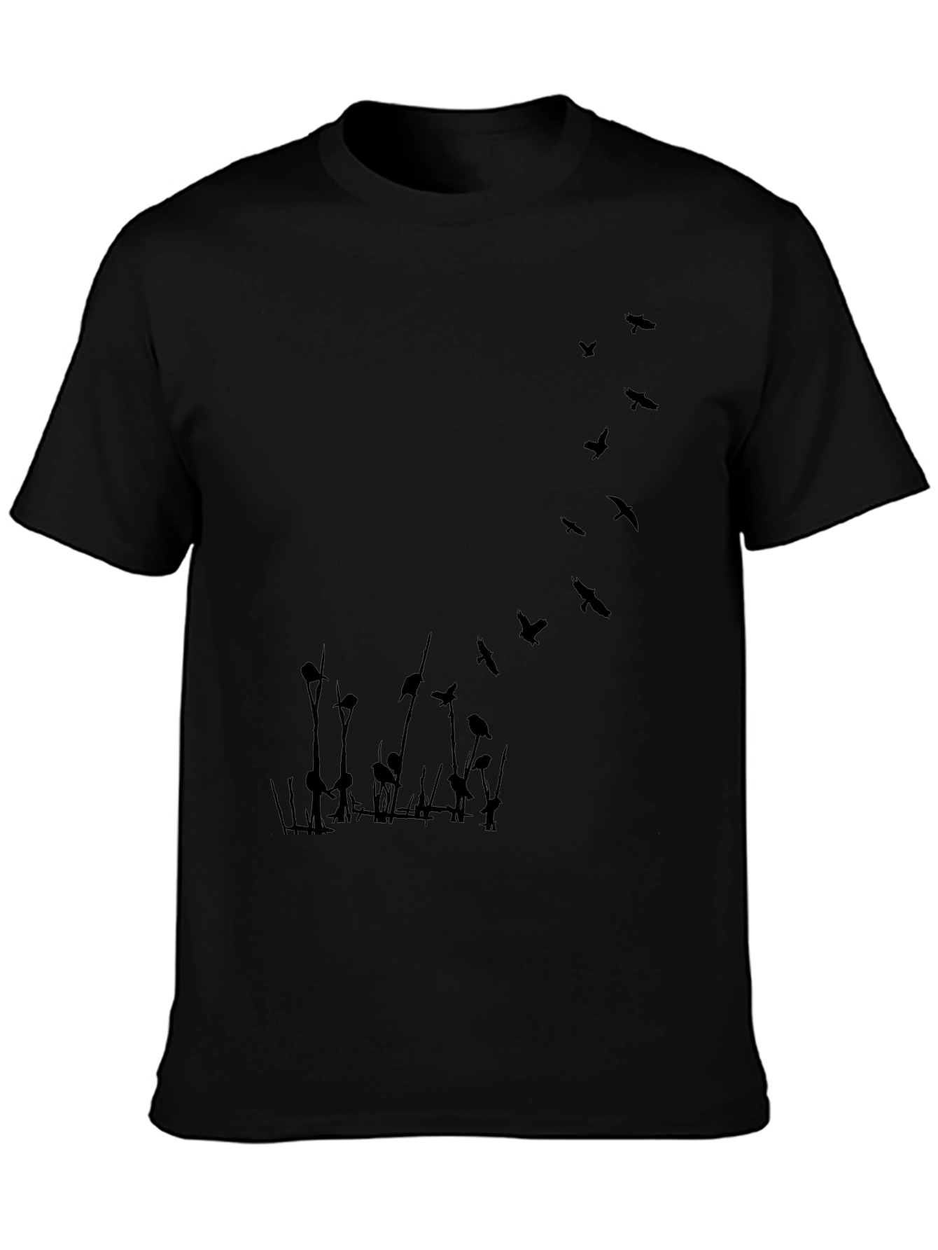 Mens Black T-Shirt with Bird Graphic