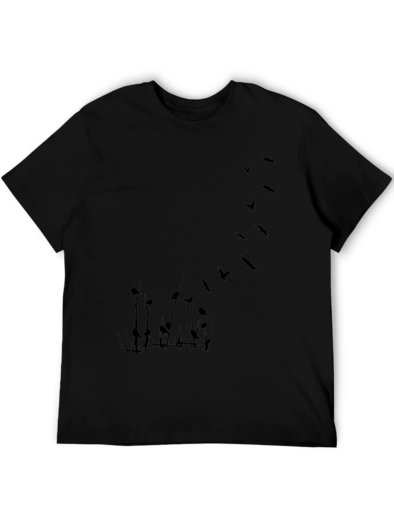 Mens Black T-Shirt with Bird Graphic