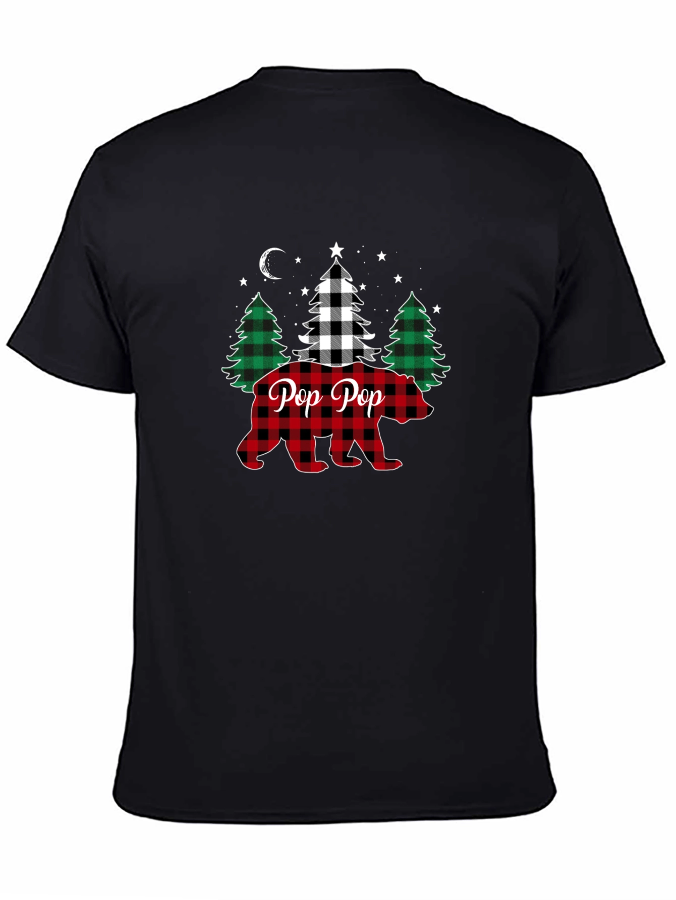 Pop Pop Plaid Bear Christmas T-Shirt