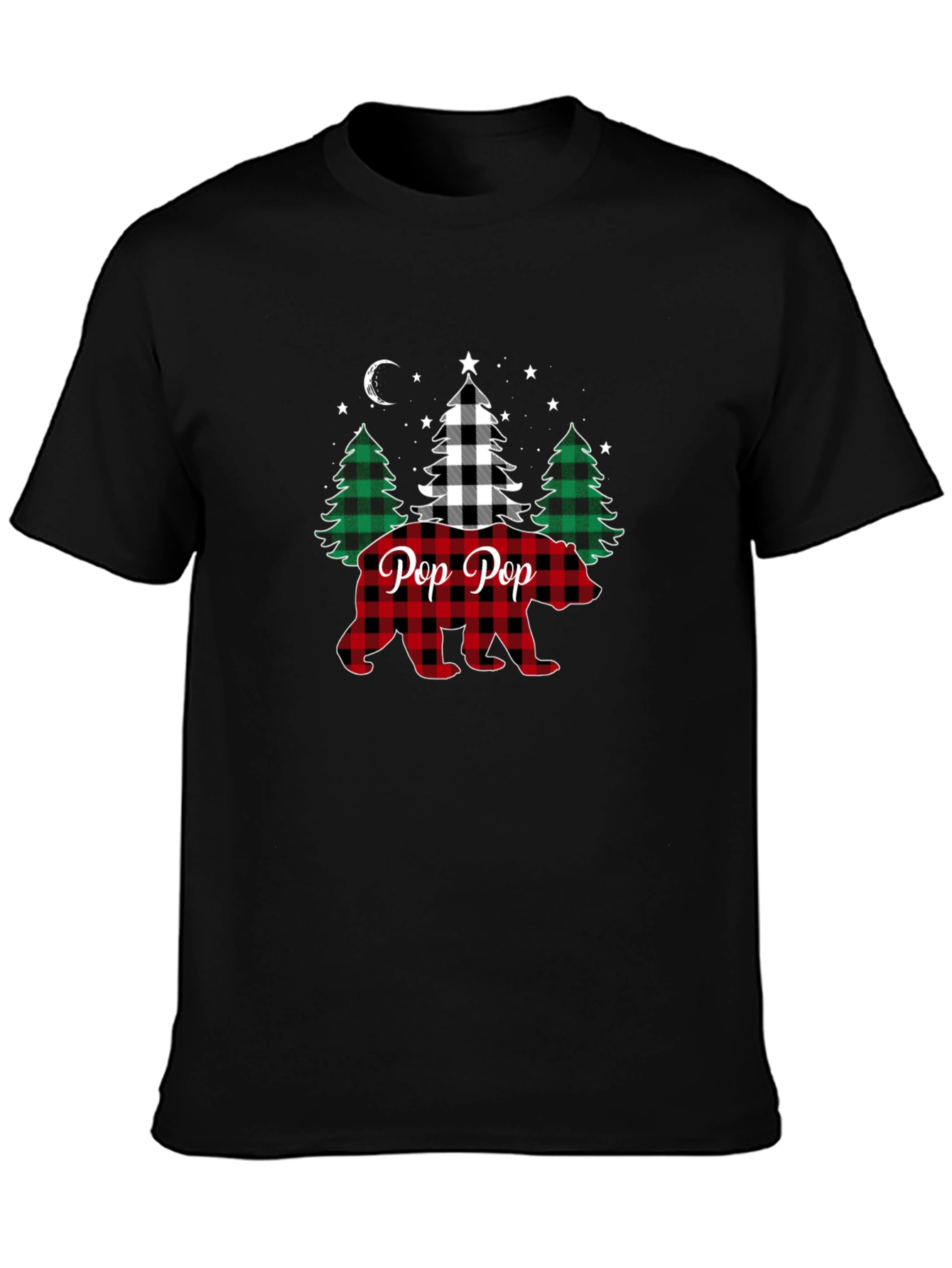 Pop Pop Plaid Bear Christmas T-Shirt