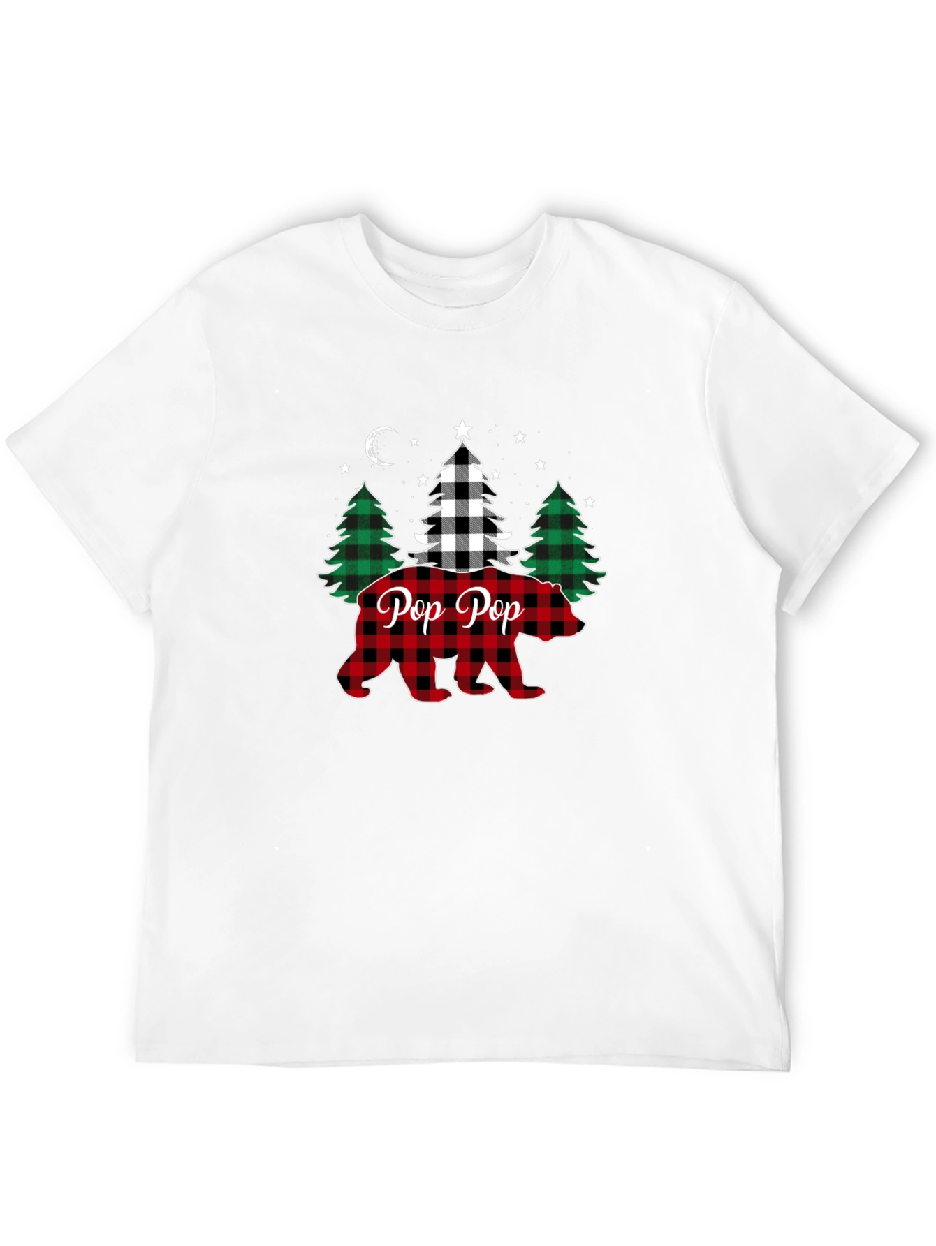 Pop Pop Plaid Bear Christmas T-Shirt
