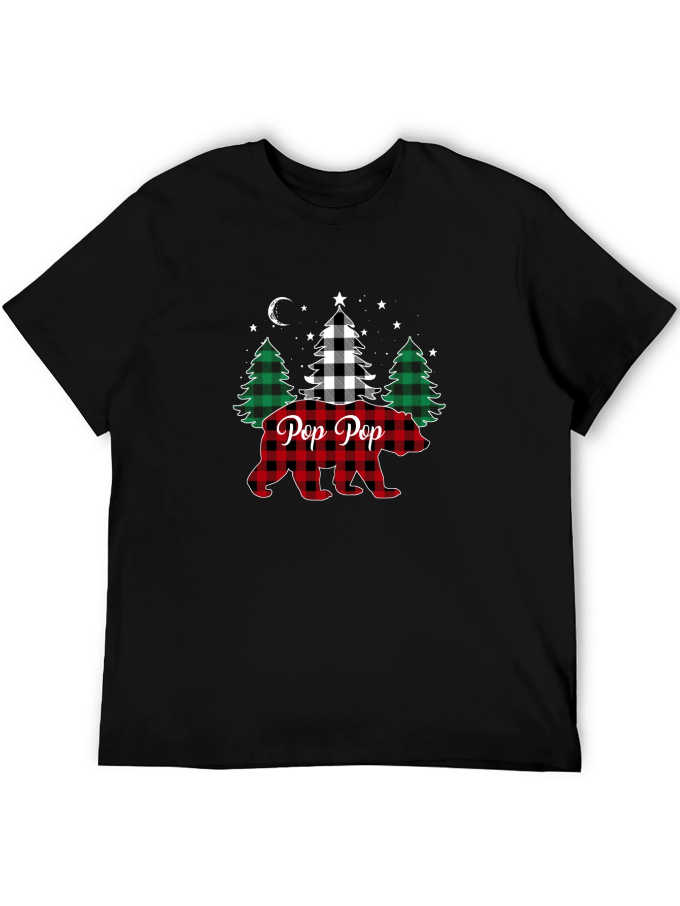Pop Pop Plaid Bear Christmas T-Shirt