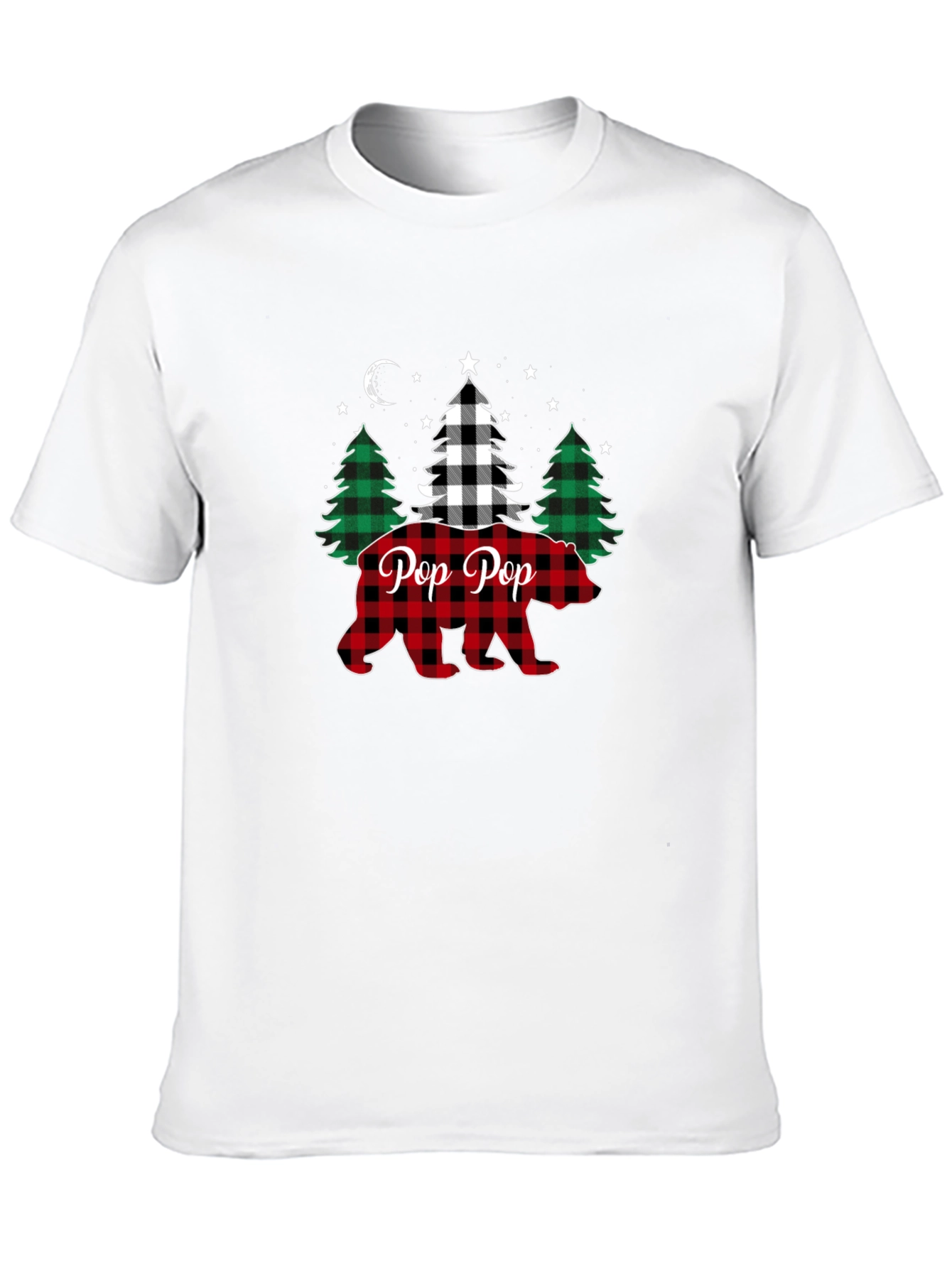 Pop Pop Plaid Bear Christmas T-Shirt