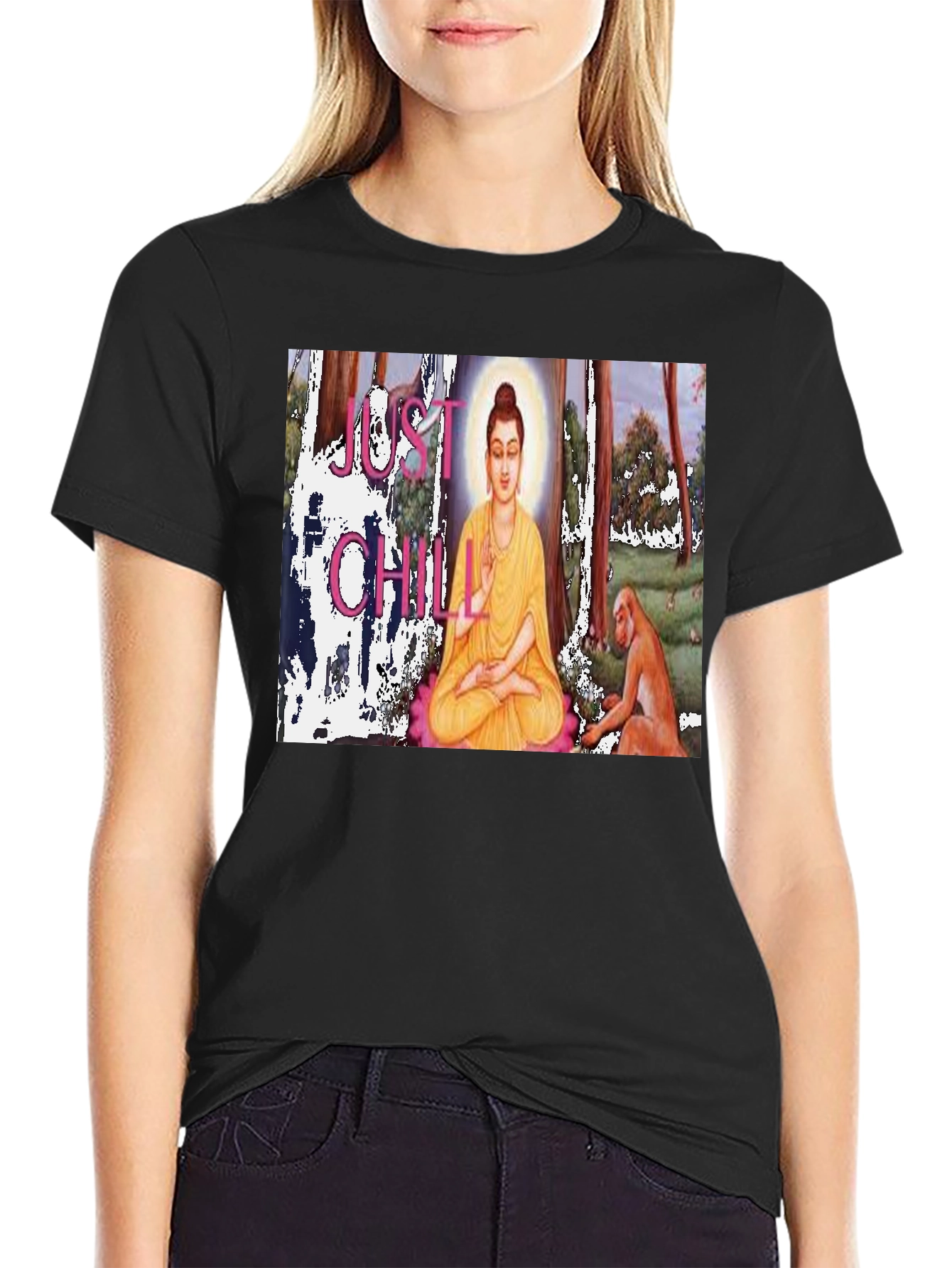 Just Chill Buddha T-Shirt - Relaxed Zen Style
