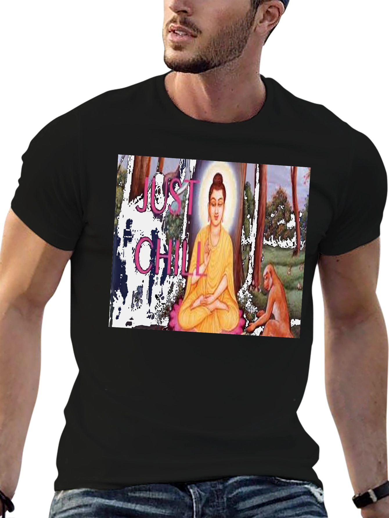 Just Chill Buddha T-Shirt - Relaxed Zen Style