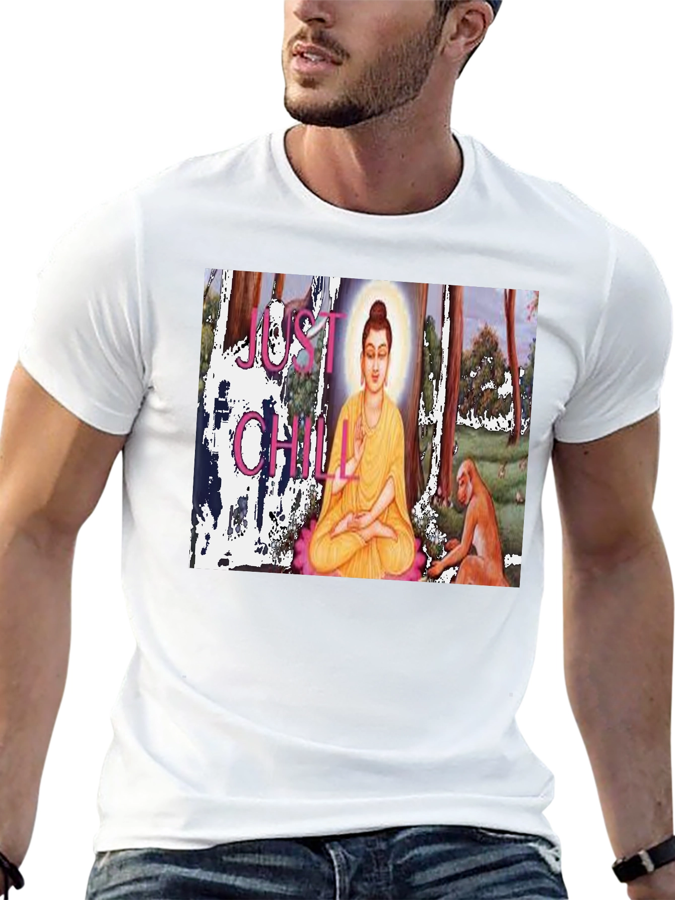 Just Chill Buddha T-Shirt - Relaxed Zen Style