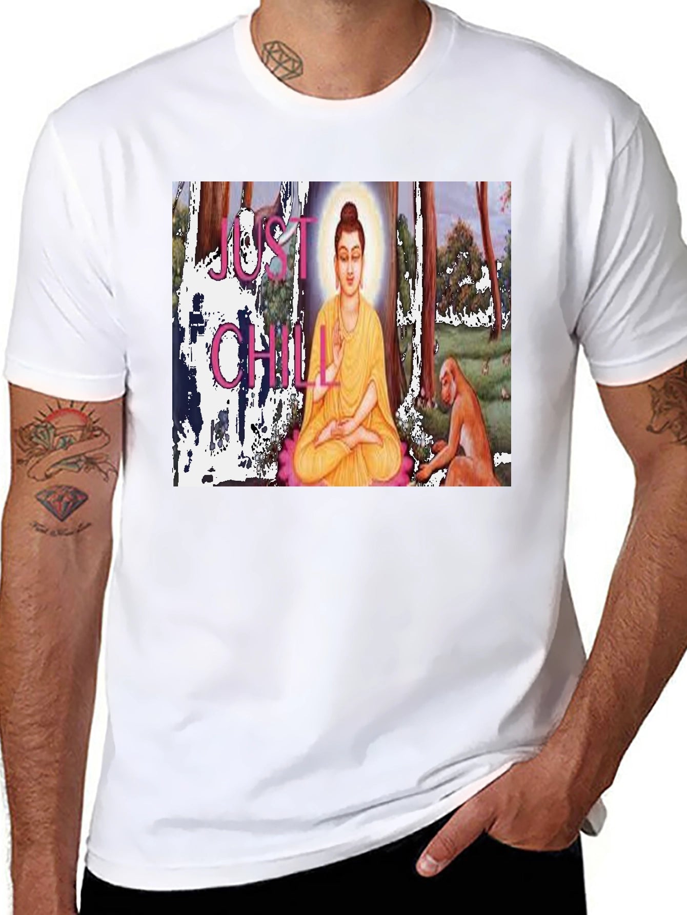 Just Chill Buddha T-Shirt - Relaxed Zen Style