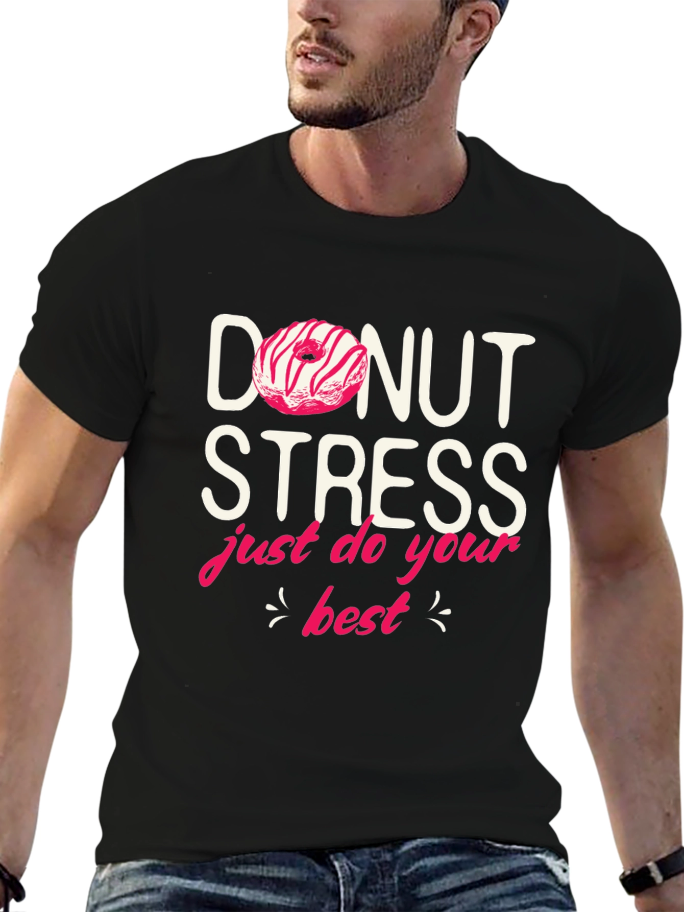 Donut Stress Graphic Tee - Black Casual Shirt