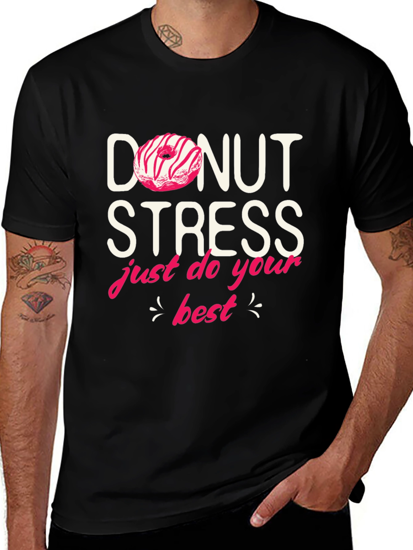 Donut Stress Graphic Tee - Black Casual Shirt