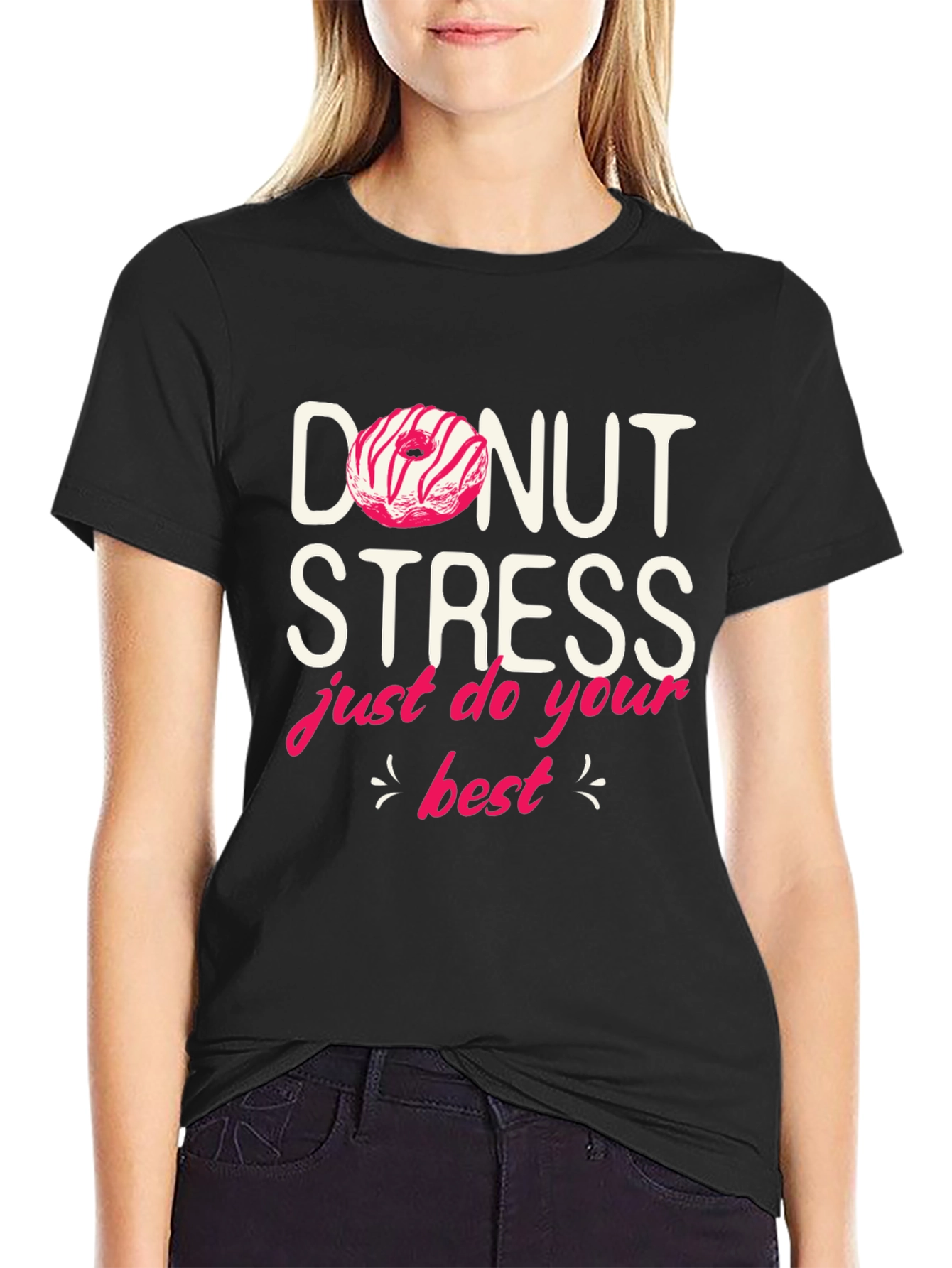 Donut Stress Graphic Tee - Black Casual Shirt