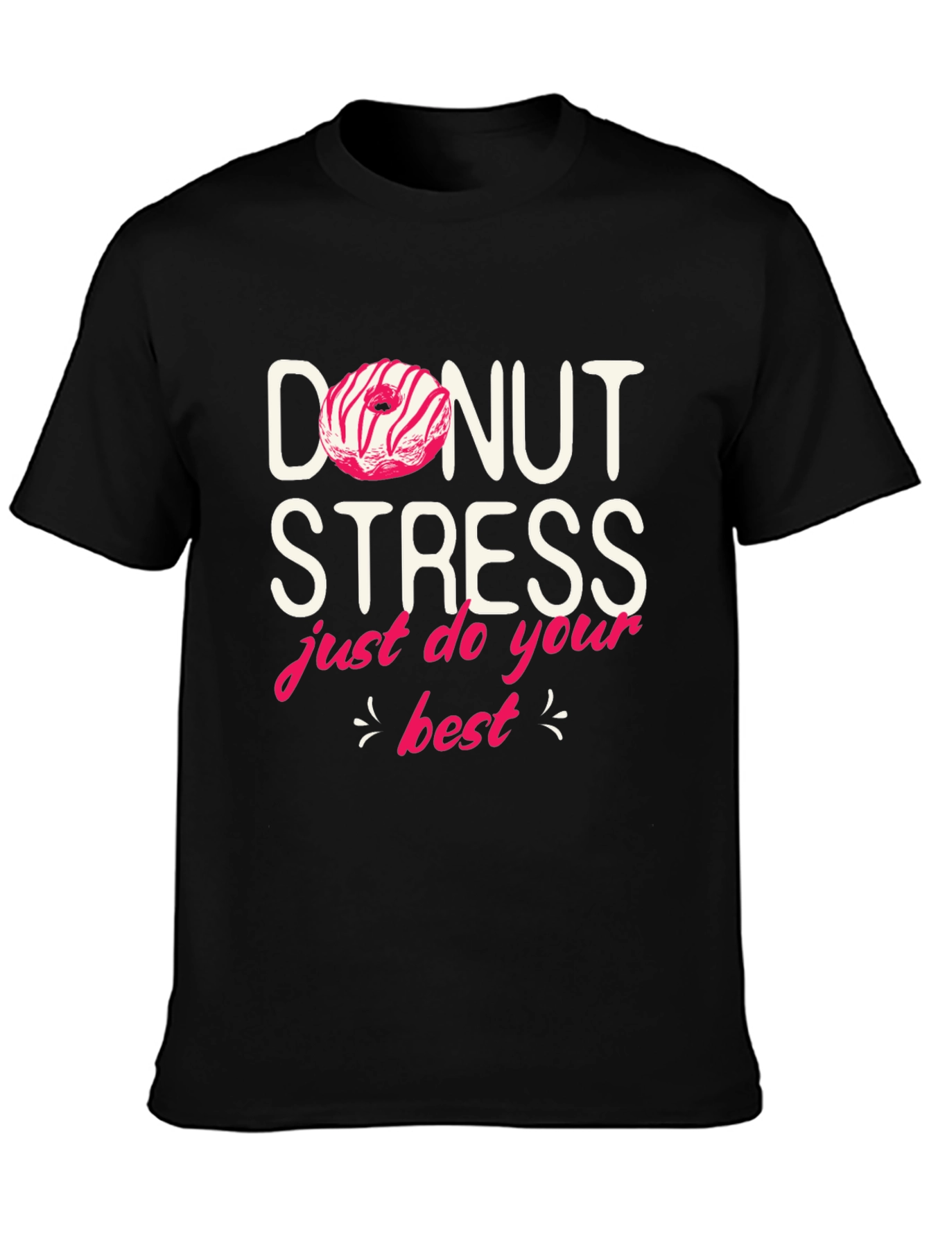 Donut Stress Graphic Tee - Black Casual Shirt