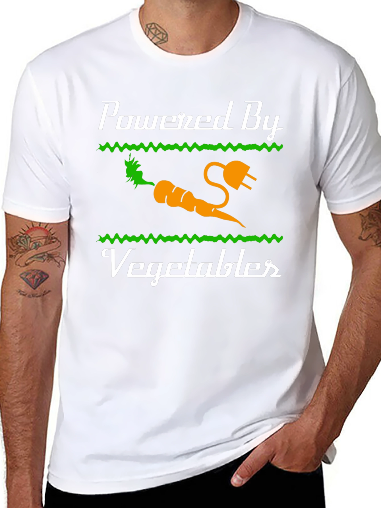 Powered By Vegetables Graphic T-Shirt - Healthy Eating Tee