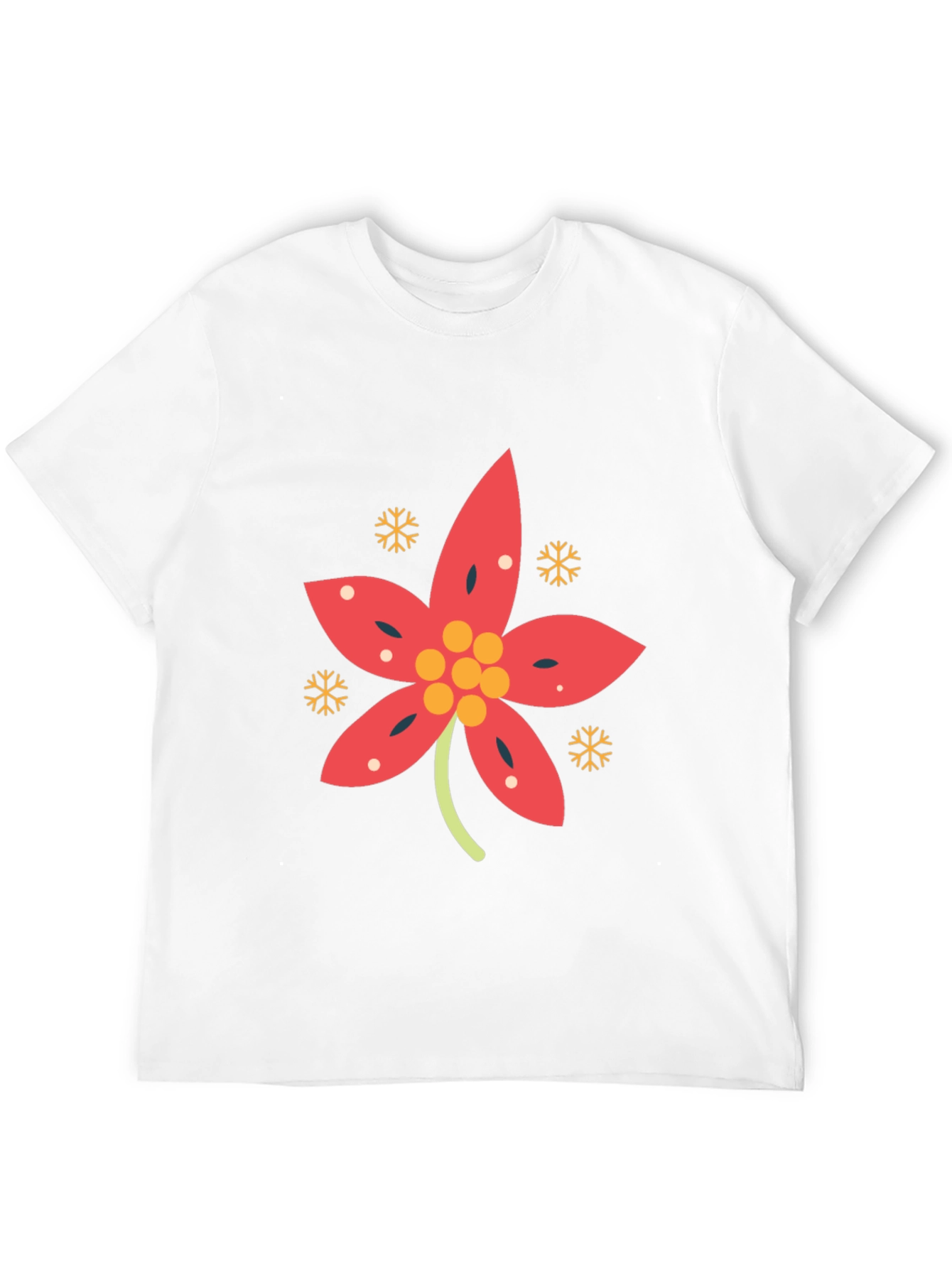 Festive Poinsettia Black T-Shirt