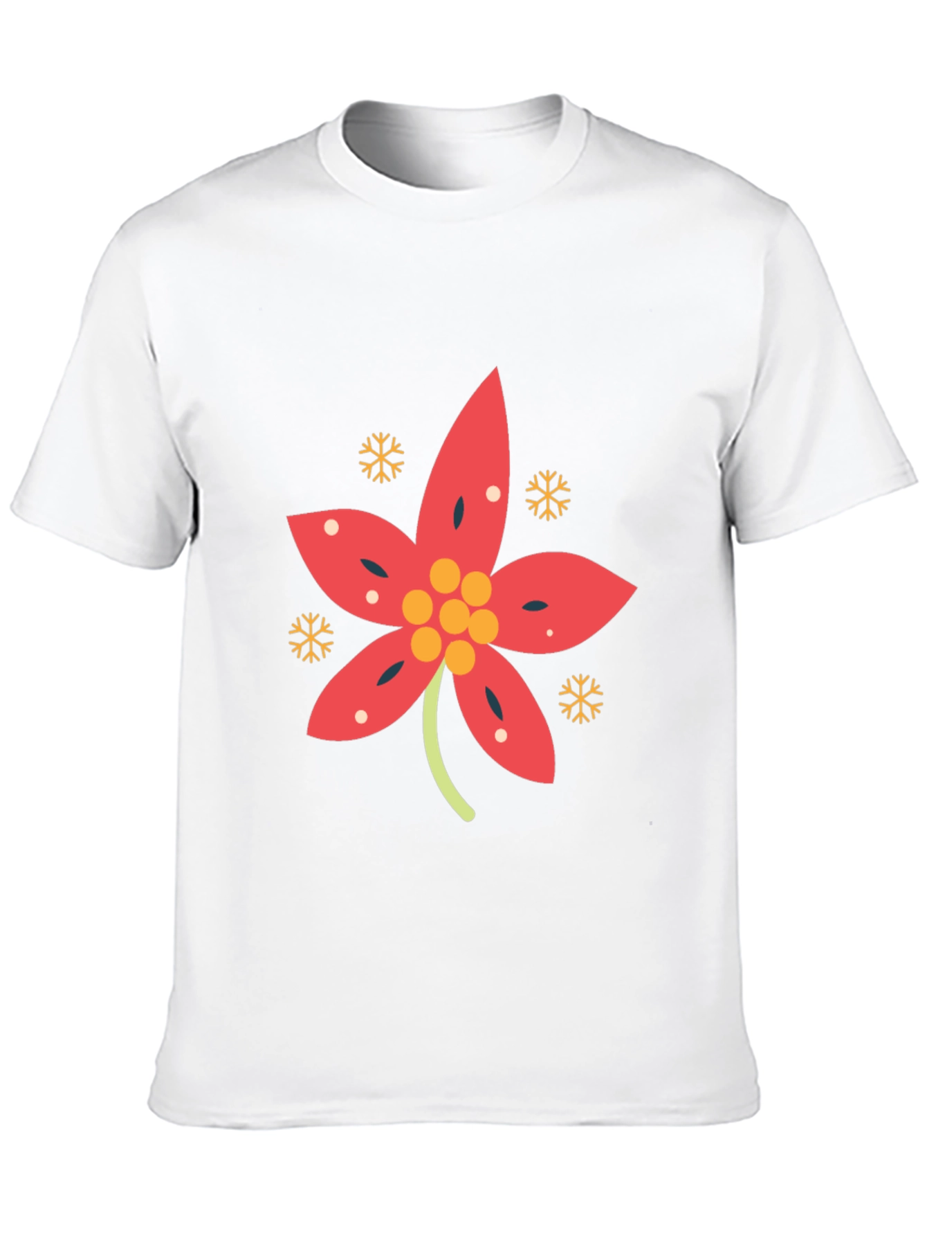 Festive Poinsettia Black T-Shirt