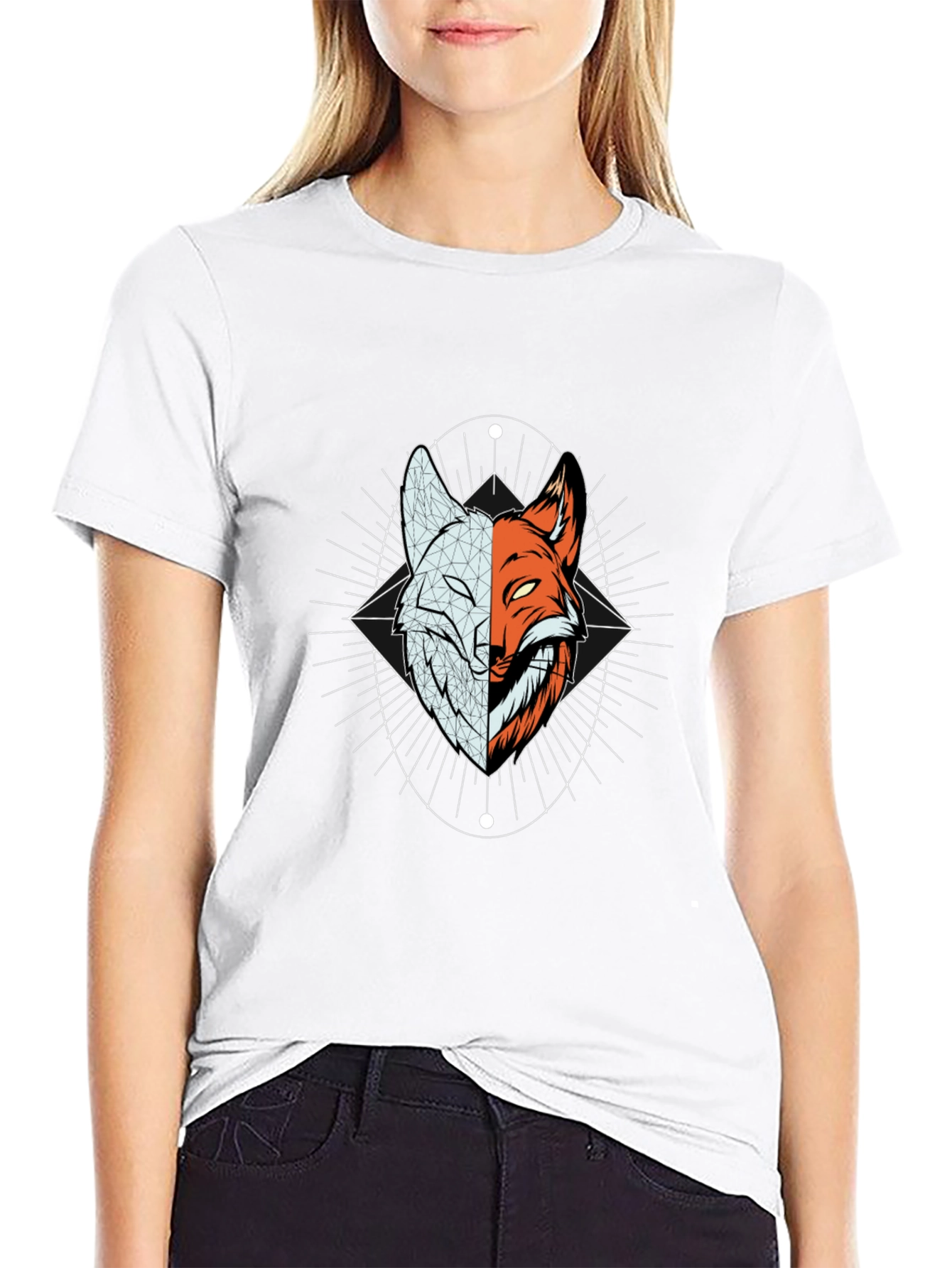 Yin Yang Fox Graphic Tee - Black