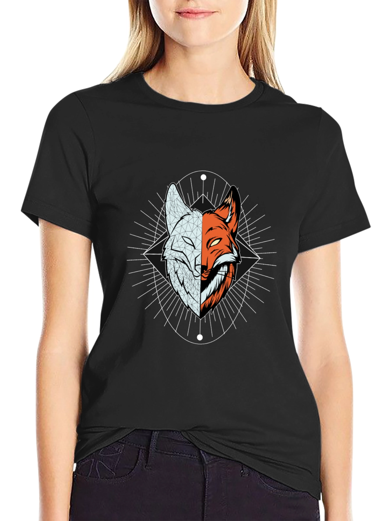 Yin Yang Fox Graphic Tee - Black