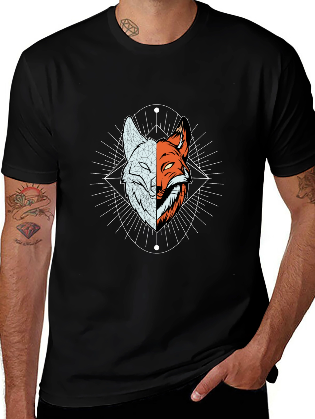 Yin Yang Fox Graphic Tee - Black