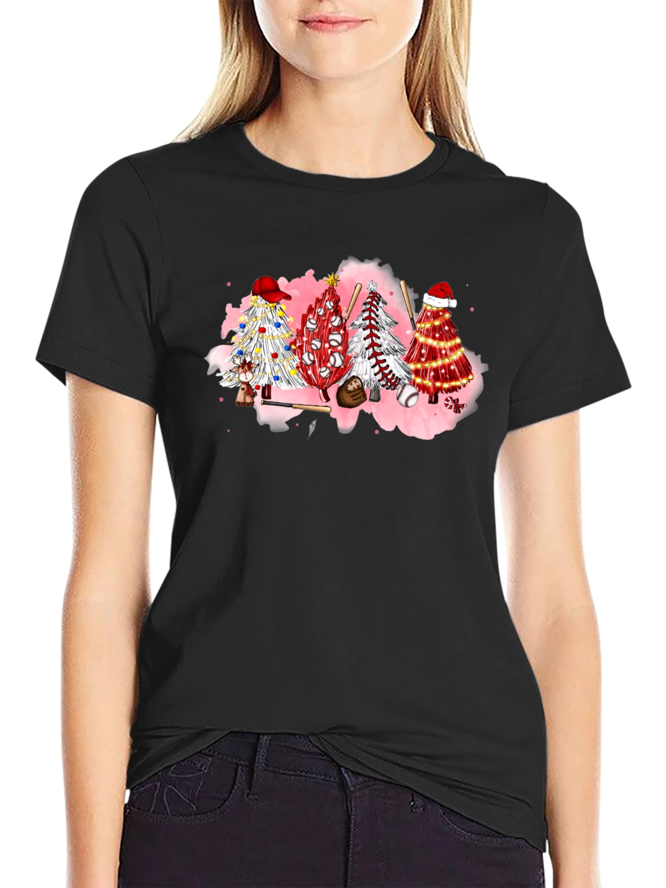 Baseball Christmas Tree Graphic Tee