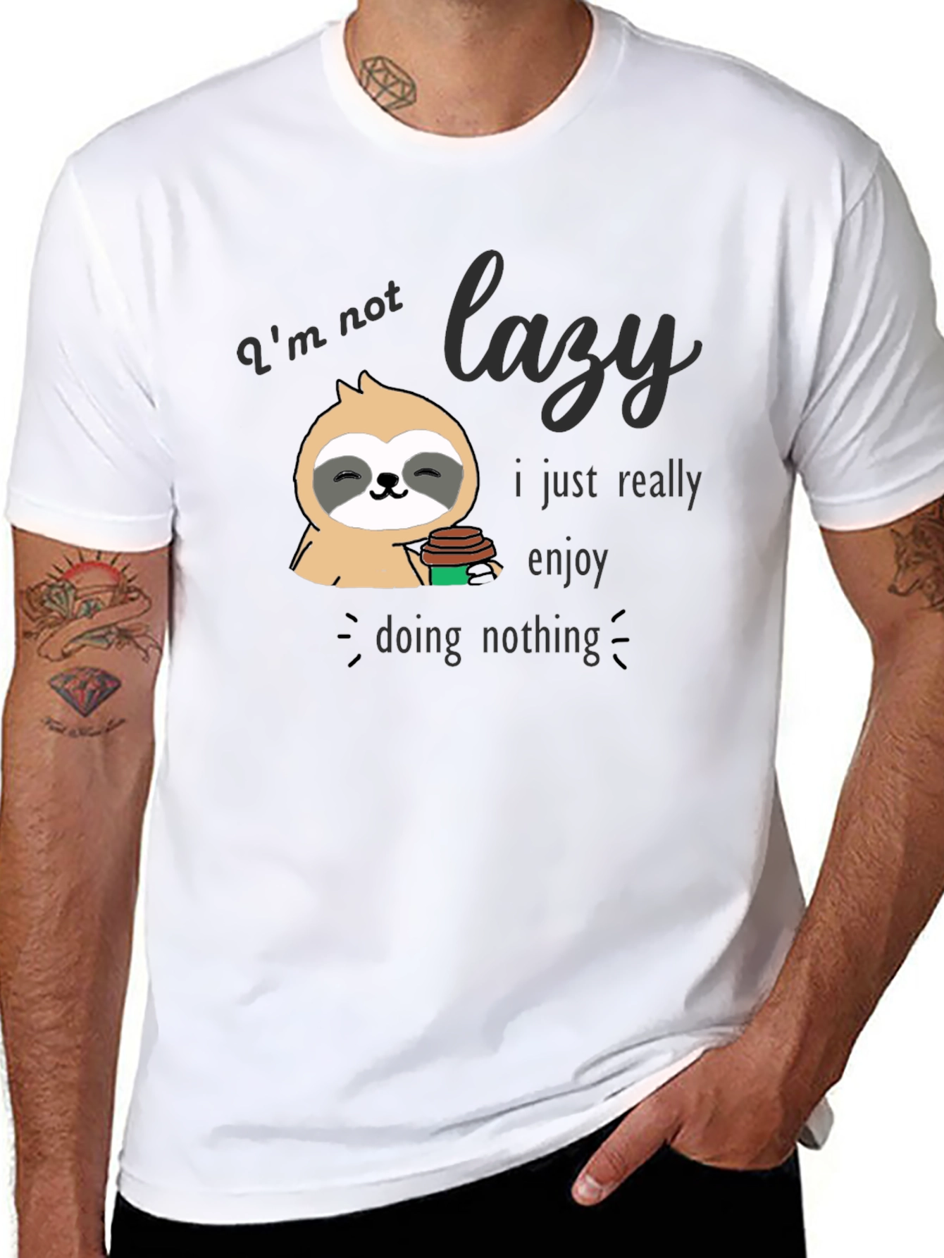 Lazy Sloth Graphic T-Shirt - Enjoy Doing Nothing Tee