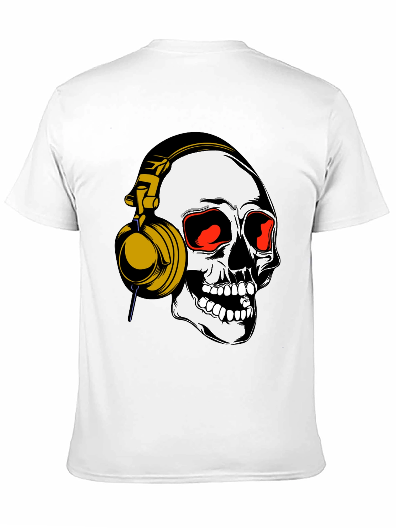 Skull Headphones Graphic Tee - Black Cotton Blend