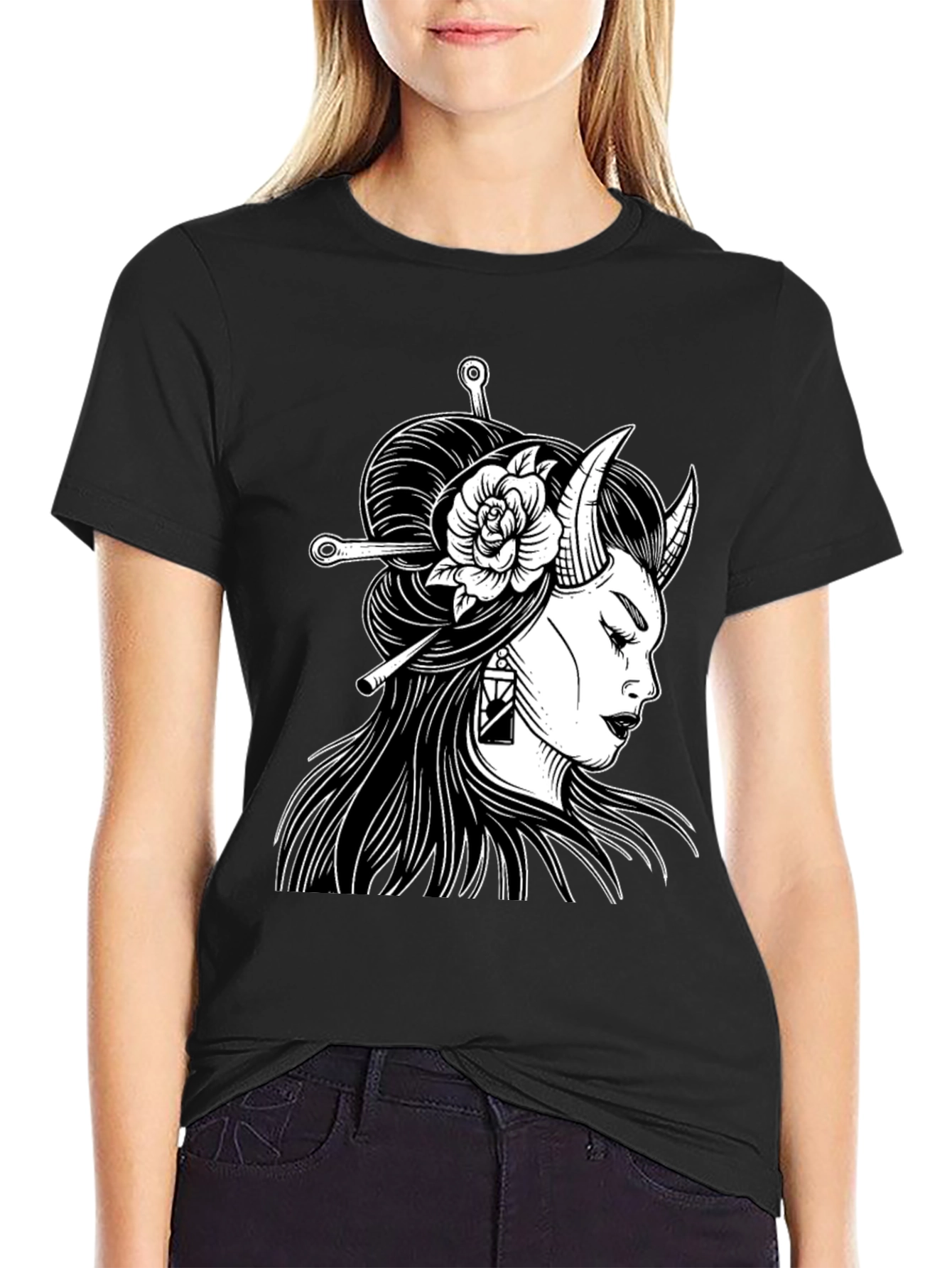 Black Oni Girl Graphic Tee