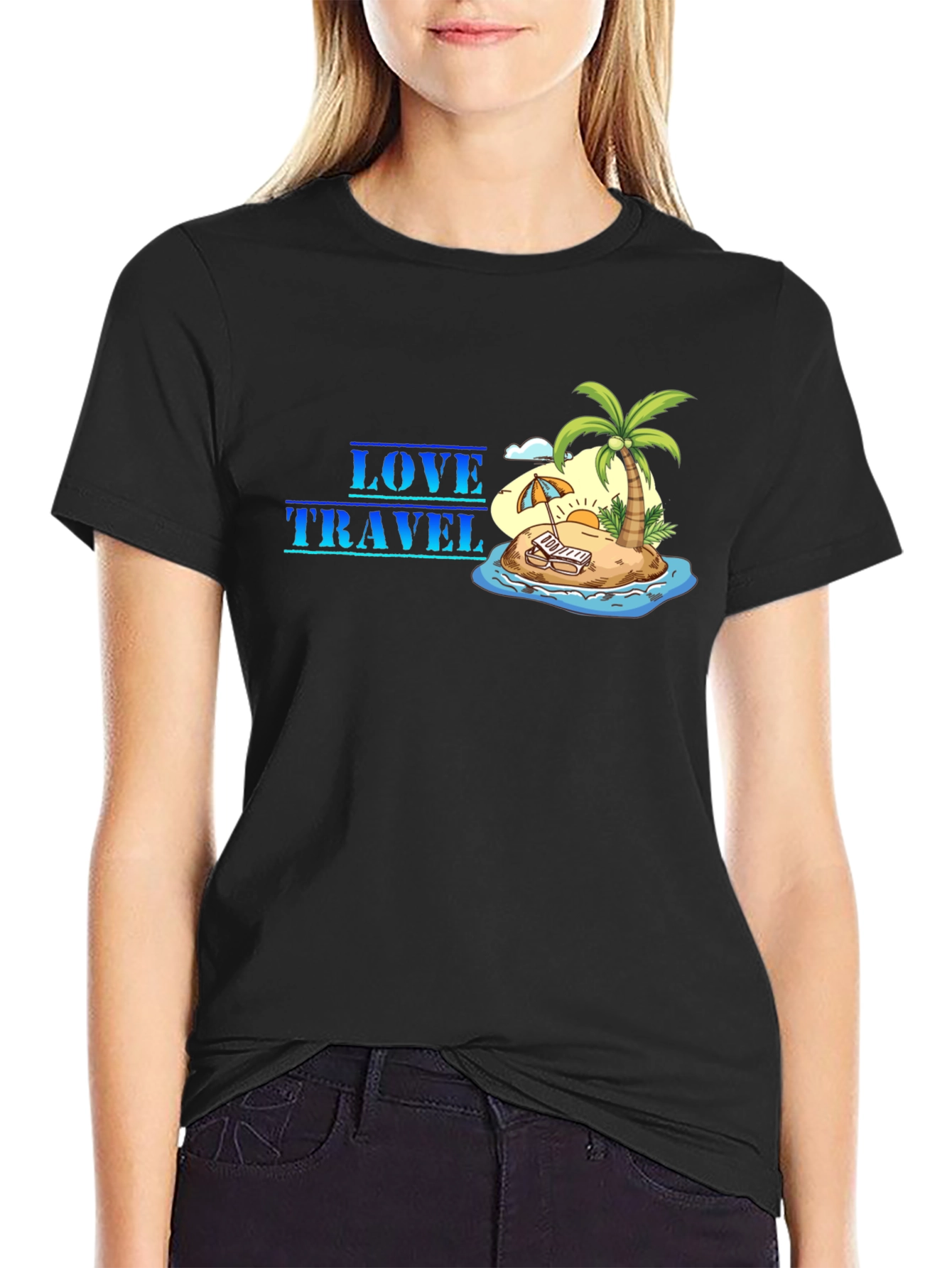 Love Travel Black Graphic T-Shirt