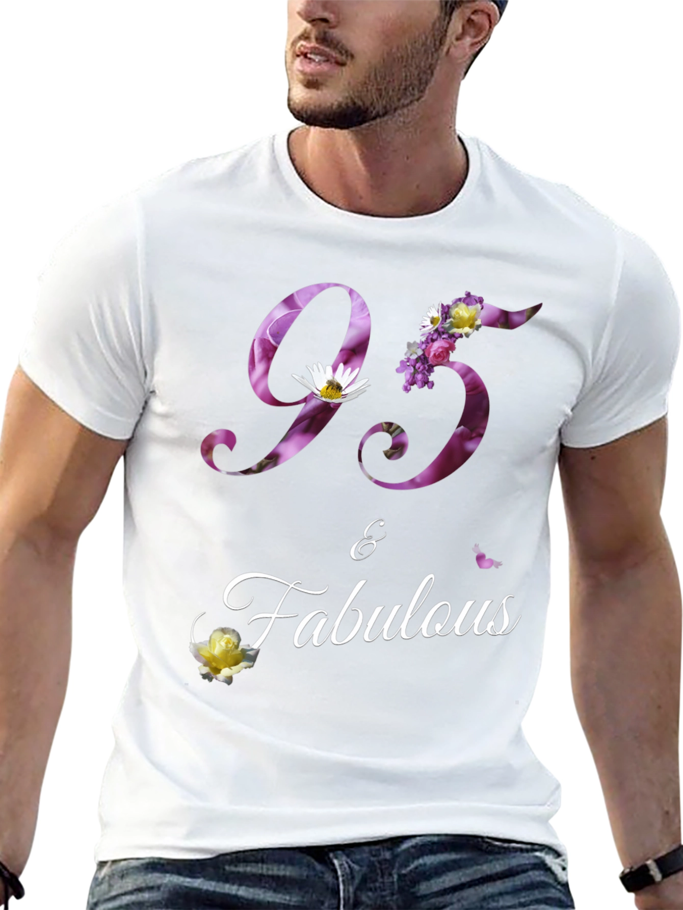 95 & Fabulous Floral Birthday T-Shirt