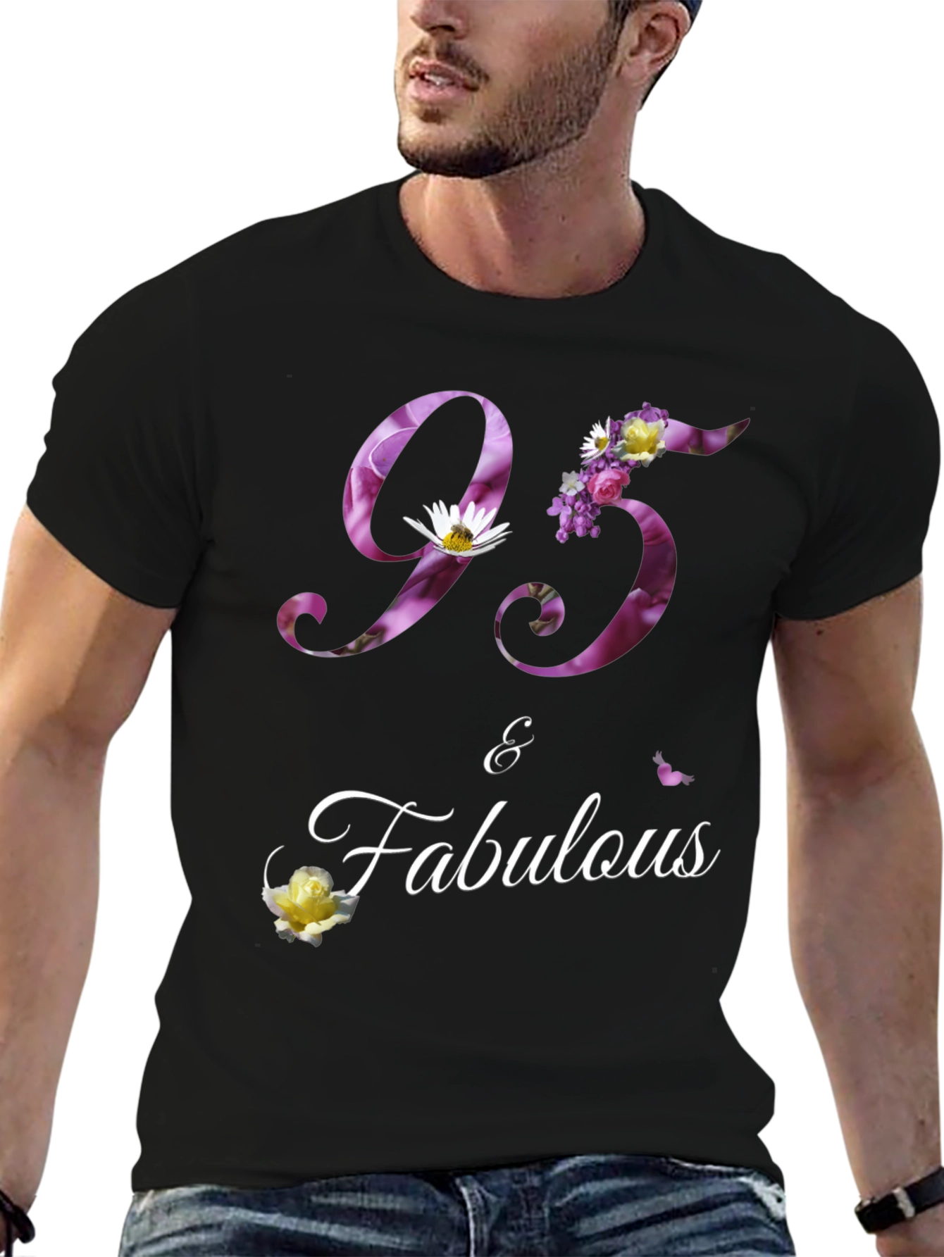 95 & Fabulous Floral Birthday T-Shirt