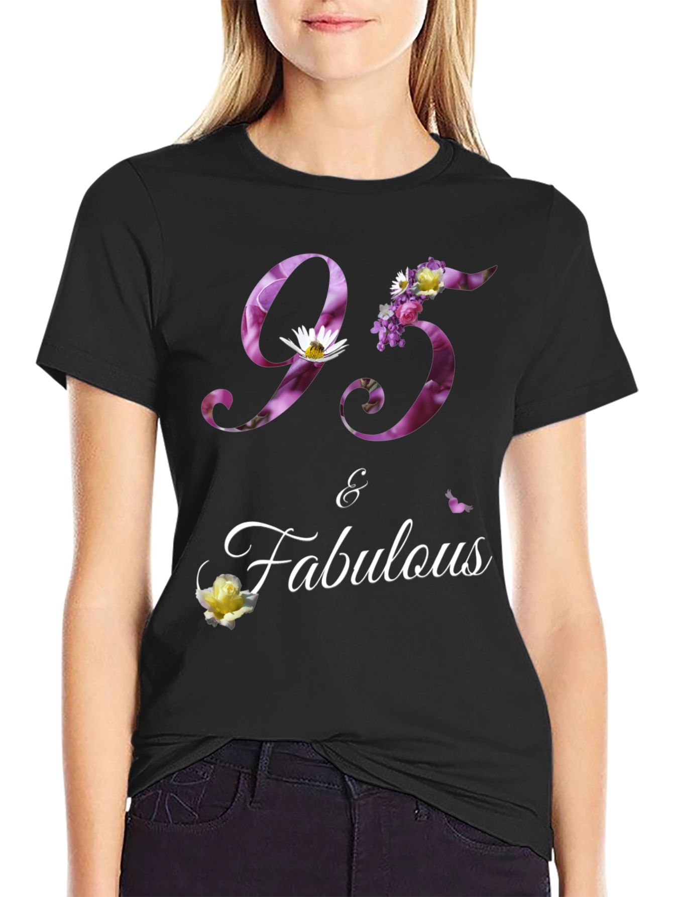 95 & Fabulous Floral Birthday T-Shirt