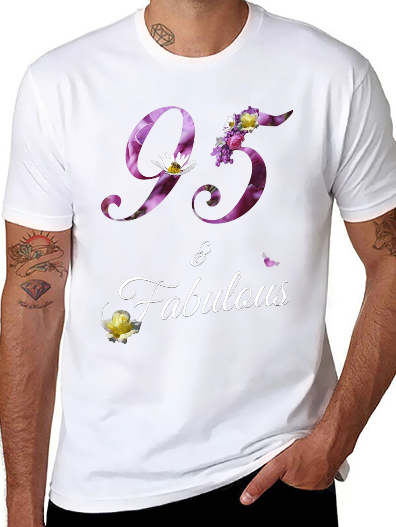 95 & Fabulous Floral Birthday T-Shirt