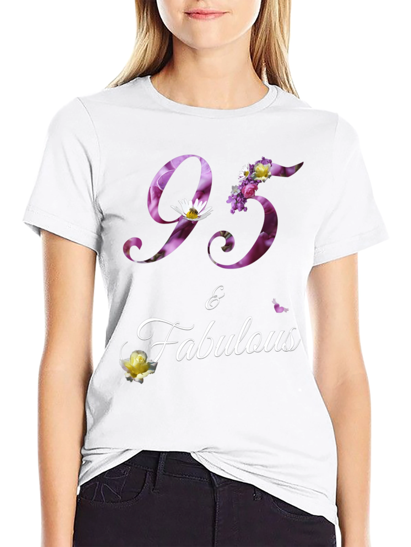 95 & Fabulous Floral Birthday T-Shirt