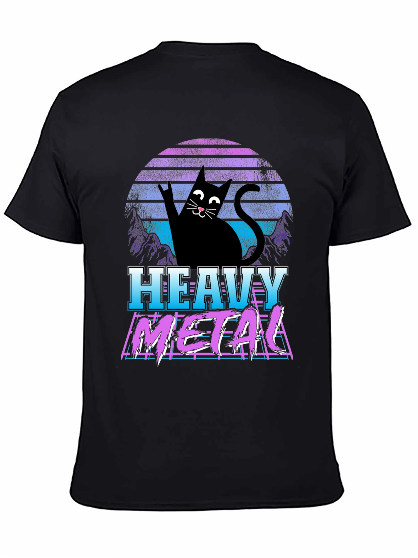 Heavy Metal Cat Graphic T-Shirt