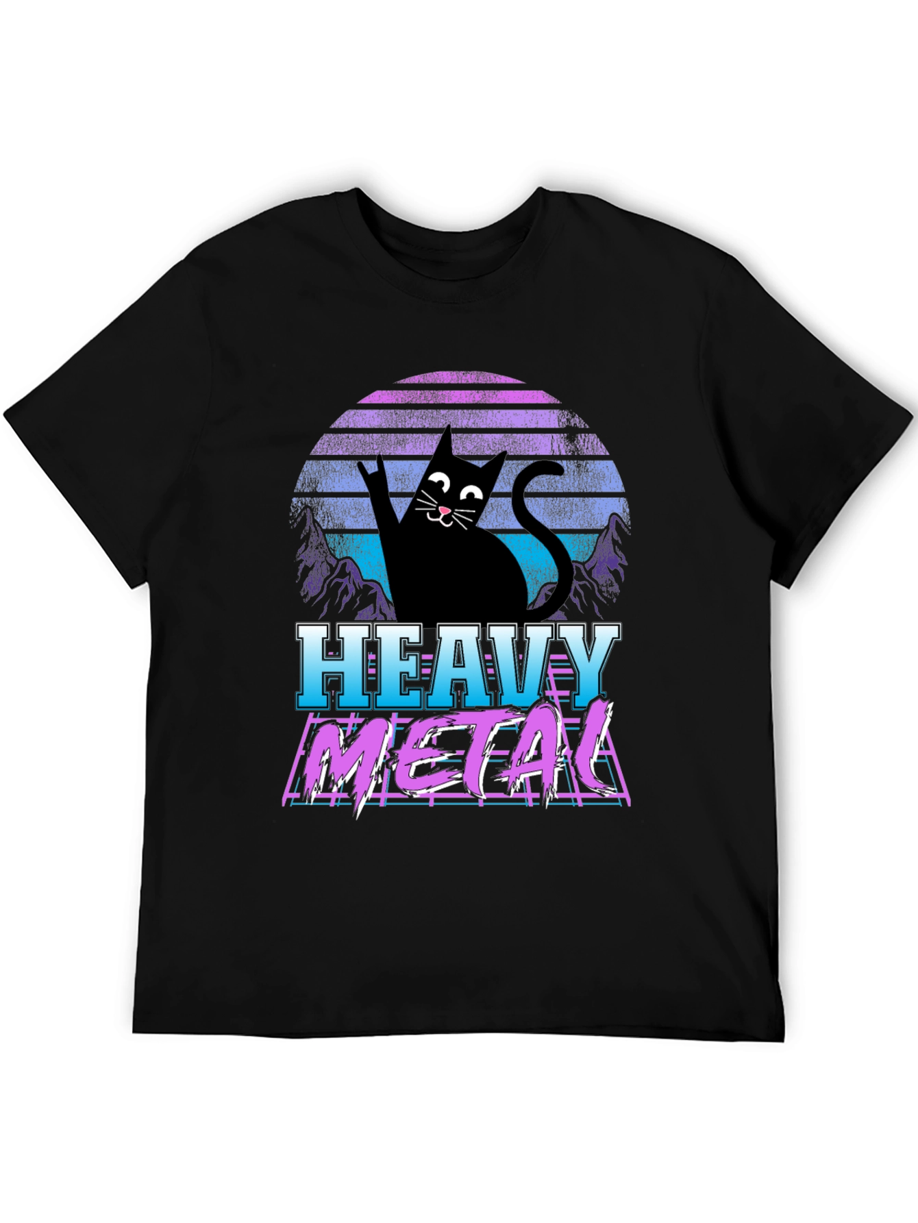 Heavy Metal Cat Graphic T-Shirt