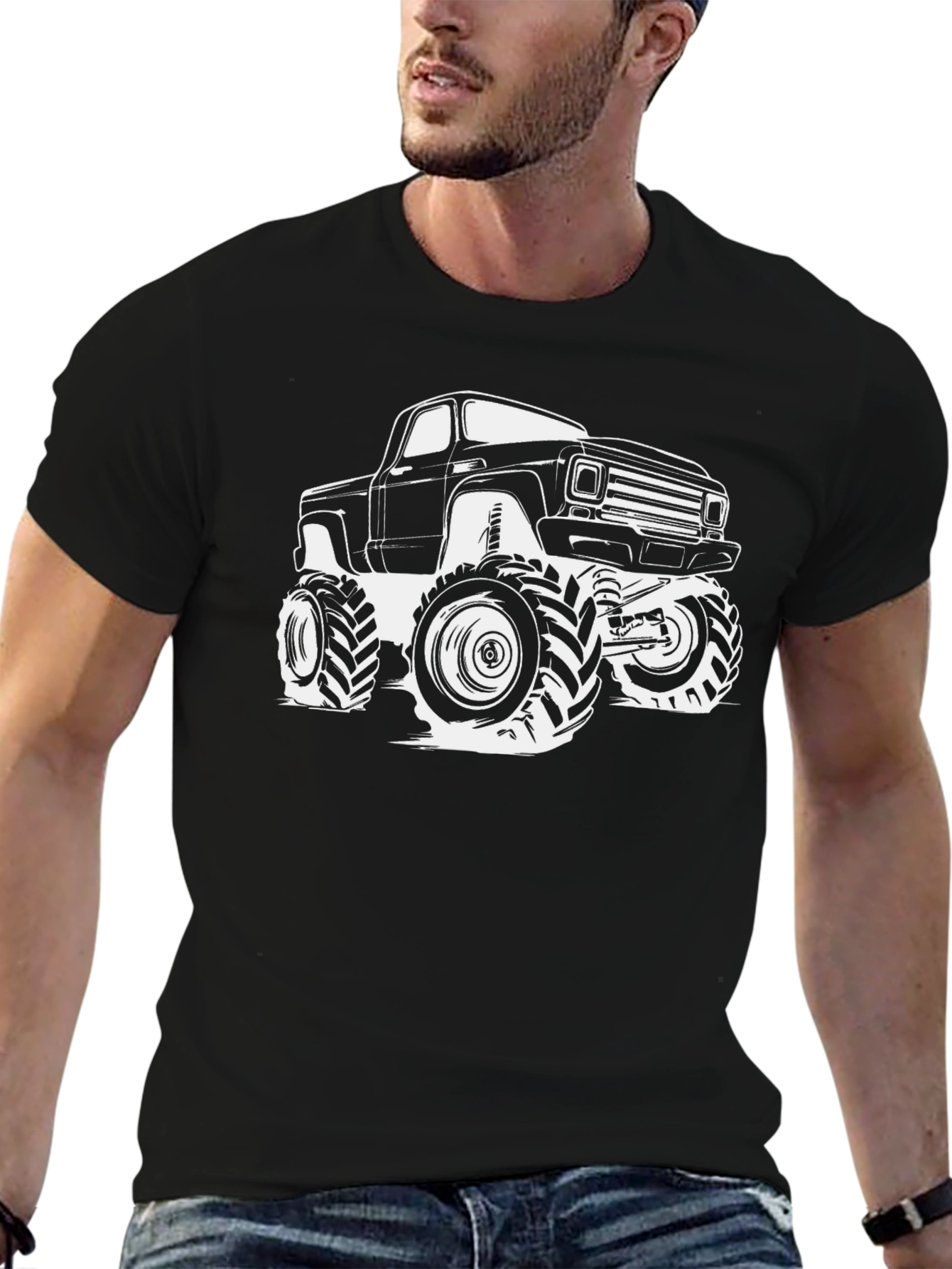 Monster Truck Graphic Tee - Black Cotton T-Shirt