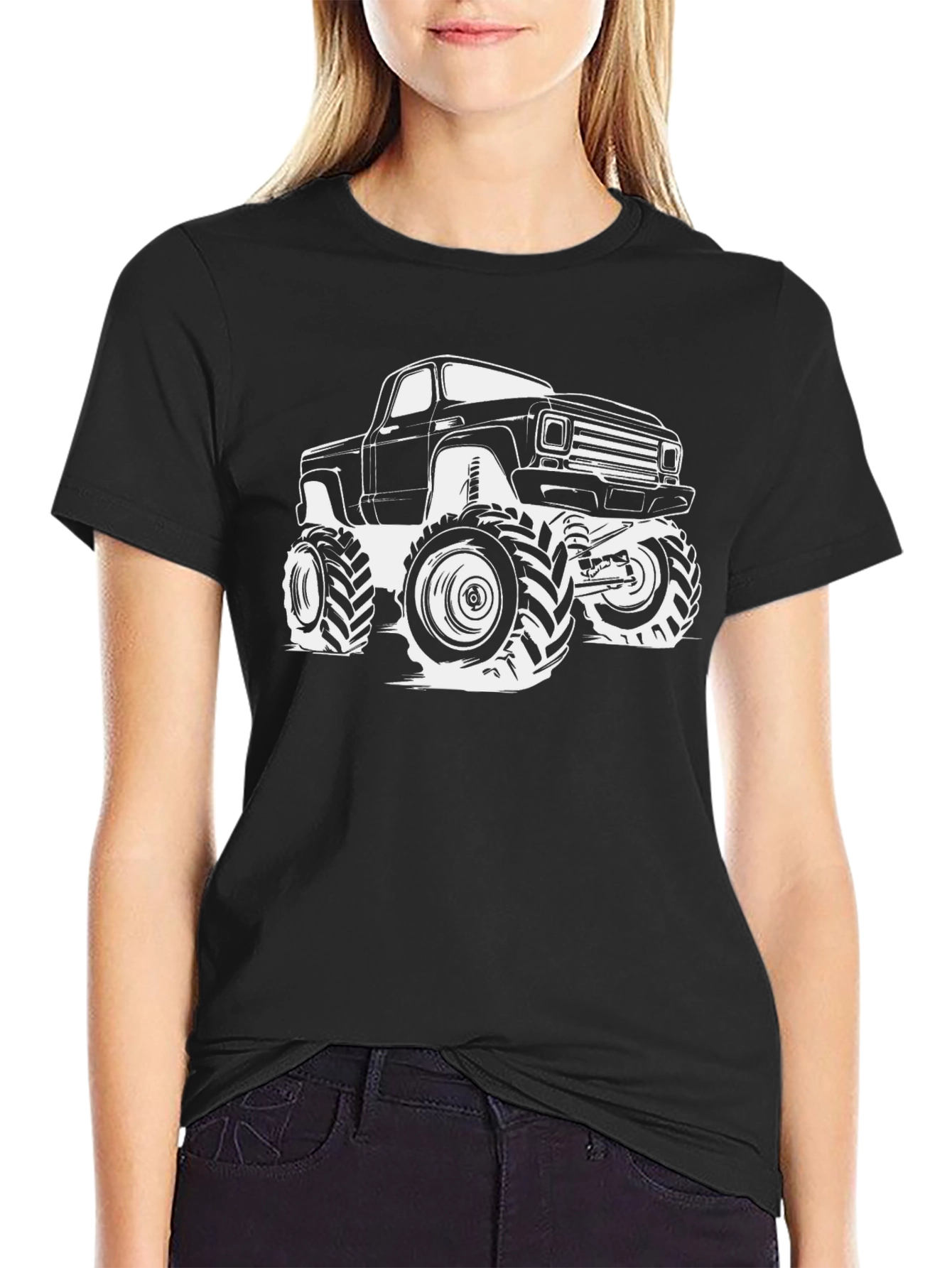Monster Truck Graphic Tee - Black Cotton T-Shirt